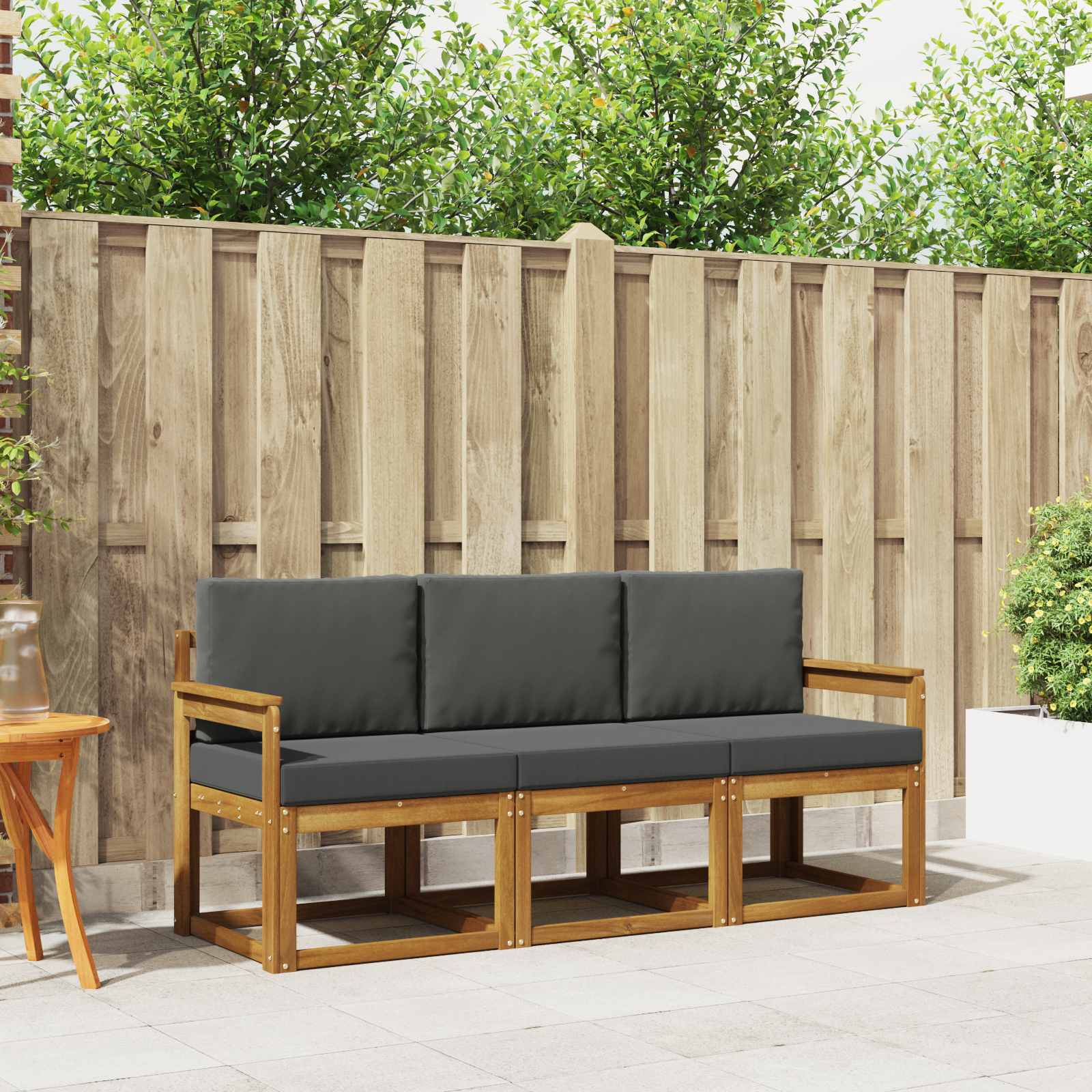 Set vanjskih sofa s jastukom 3 pcs Prirodna i antracit