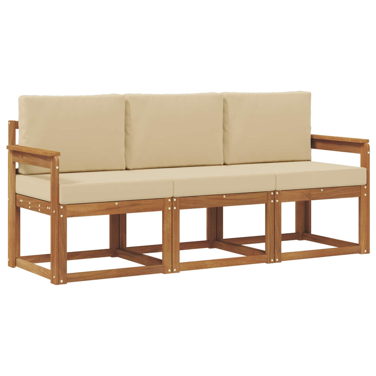 Set vanjskih sofa s jastukom 3 pcs Prirodna i bež