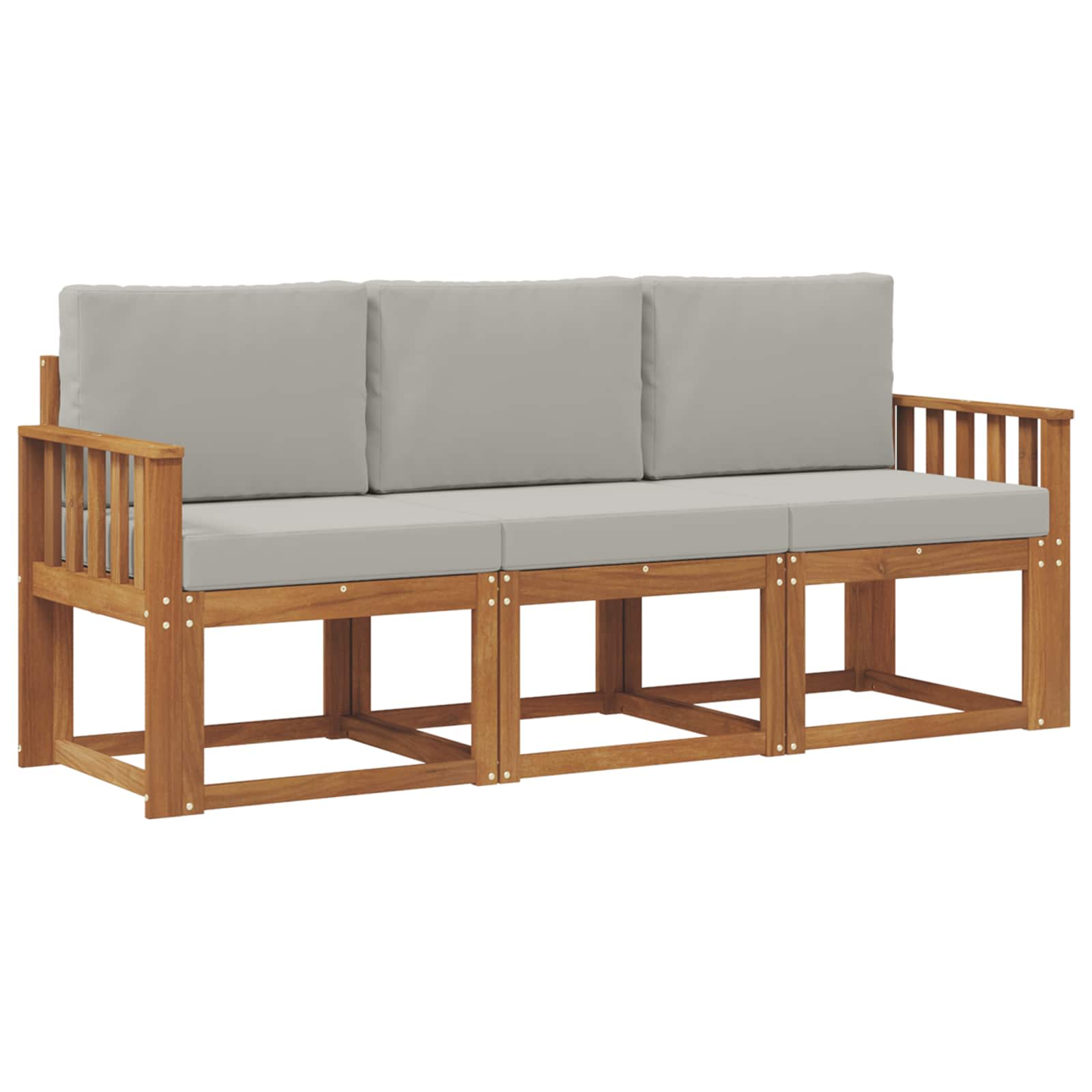 Set vanjskih sofa s jastukom 3 pcs Prirodna i svijetlo siva