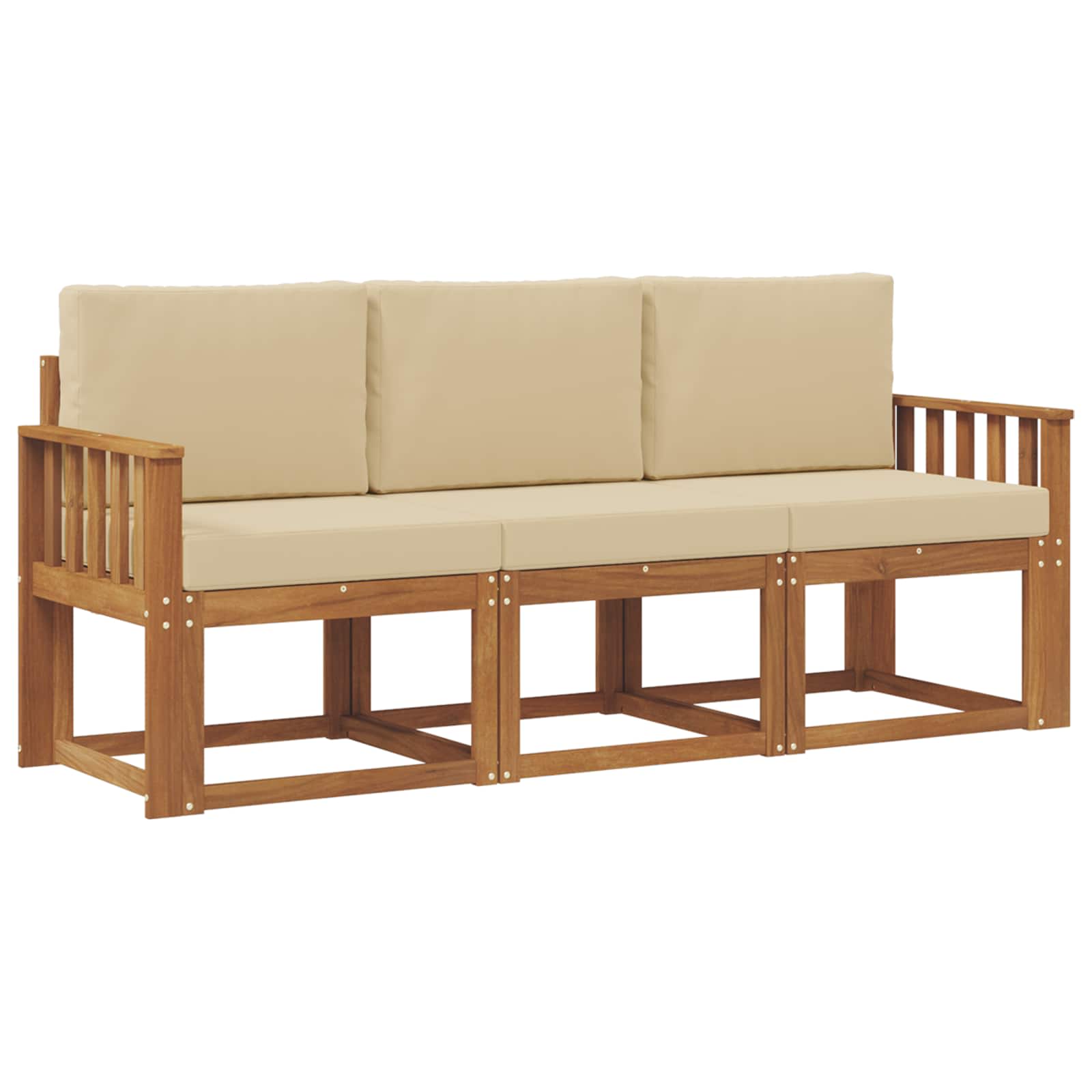 Set vanjskih sofa s jastukom 3 pcs Prirodna i bež