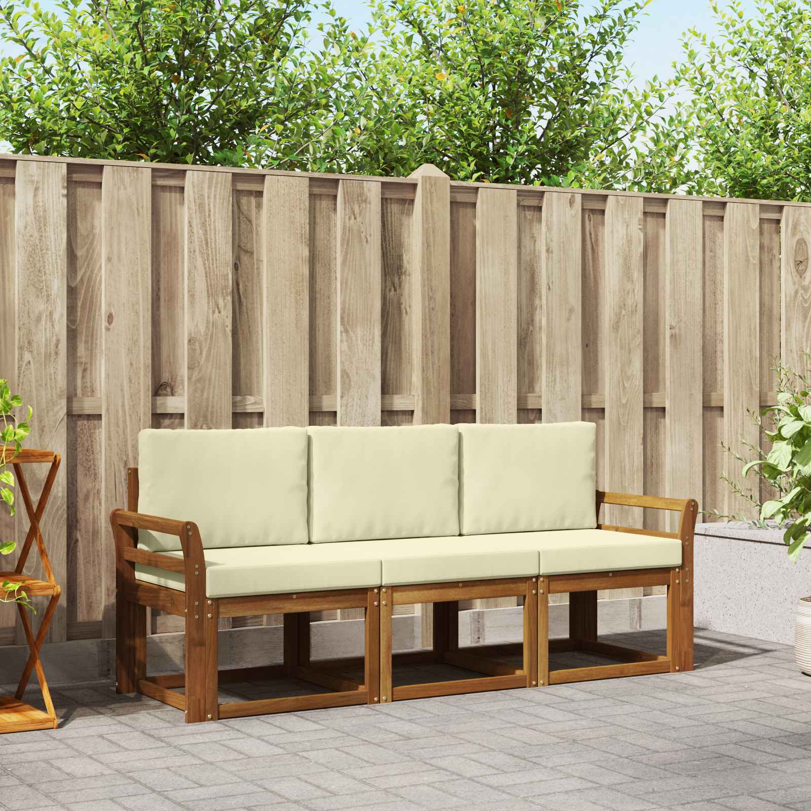 Set vanjskih sofa s jastukom 3 pcs Prirodna i krem