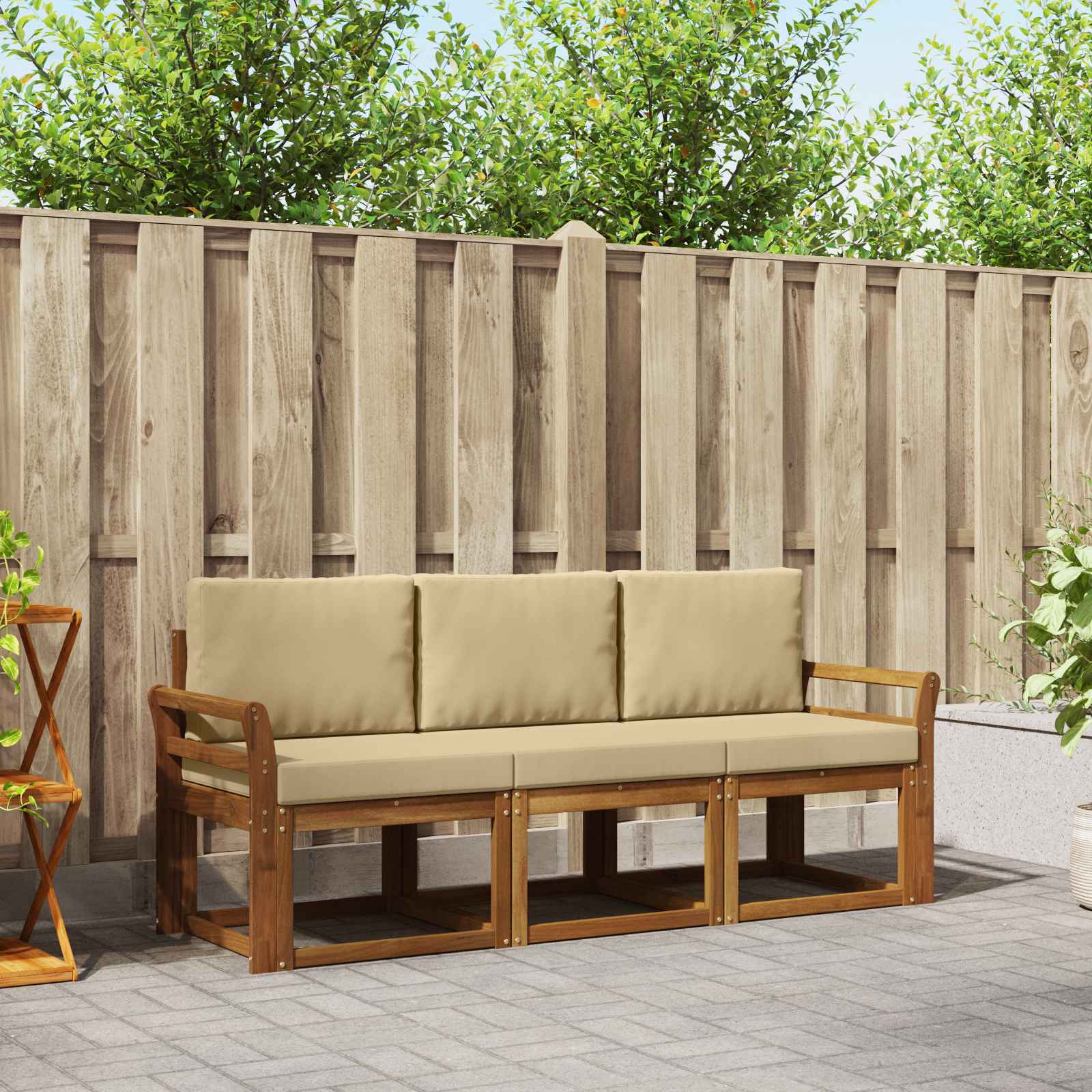 Set vanjskih sofa s jastukom 3 pcs Prirodna i bež