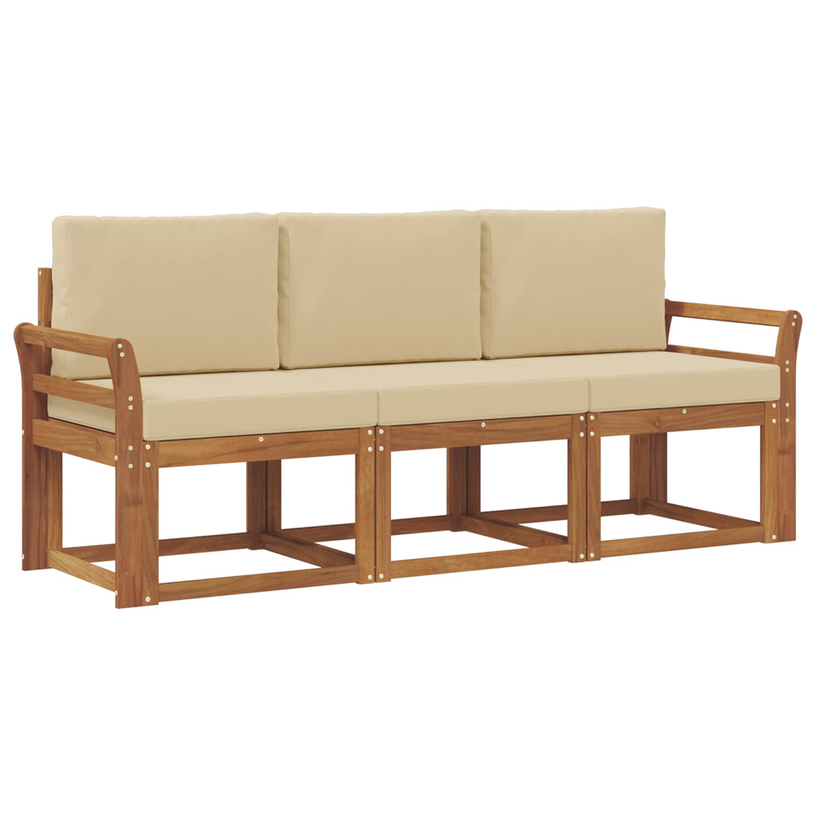 Set vanjskih sofa s jastukom 3 pcs Prirodna i bež