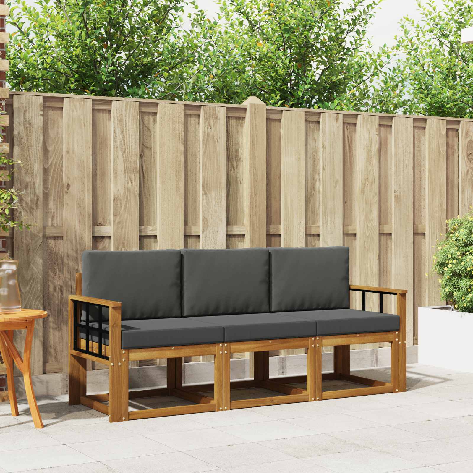 Set vanjskih sofa s jastukom 3 pcs Prirodna i antracit
