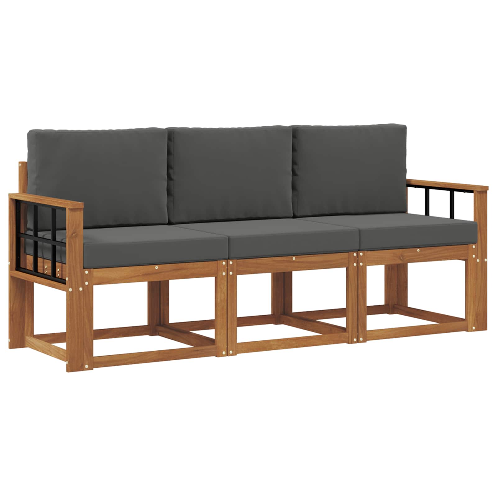 Set vanjskih sofa s jastukom 3 pcs Prirodna i antracit