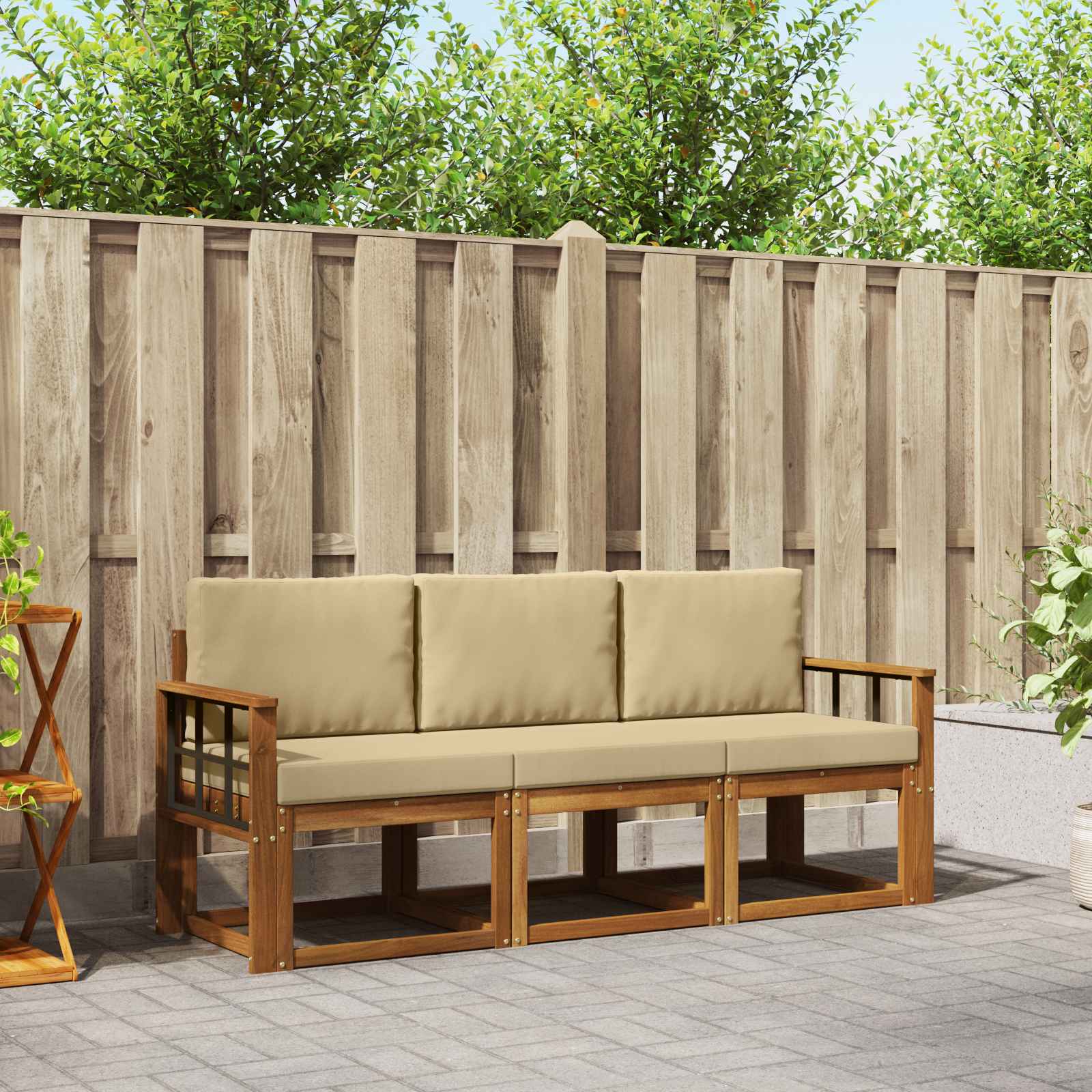 Set vanjskih sofa s jastukom 3 pcs Prirodna i bež
