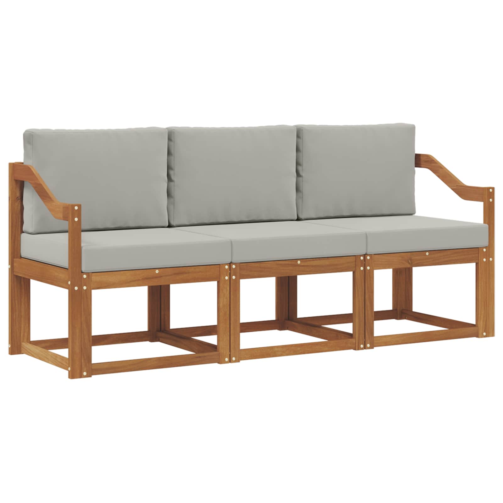 Set vanjskih sofa s jastukom 3 pcs Prirodna i svijetlo siva