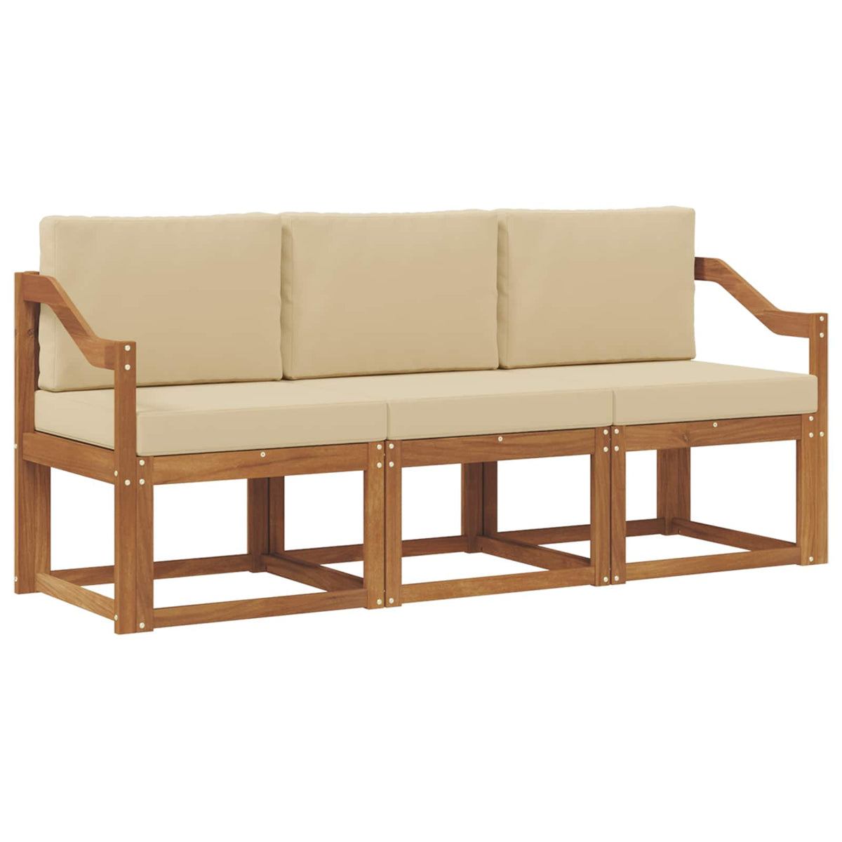 Set vanjskih sofa s jastukom 3 pcs Prirodna i bež