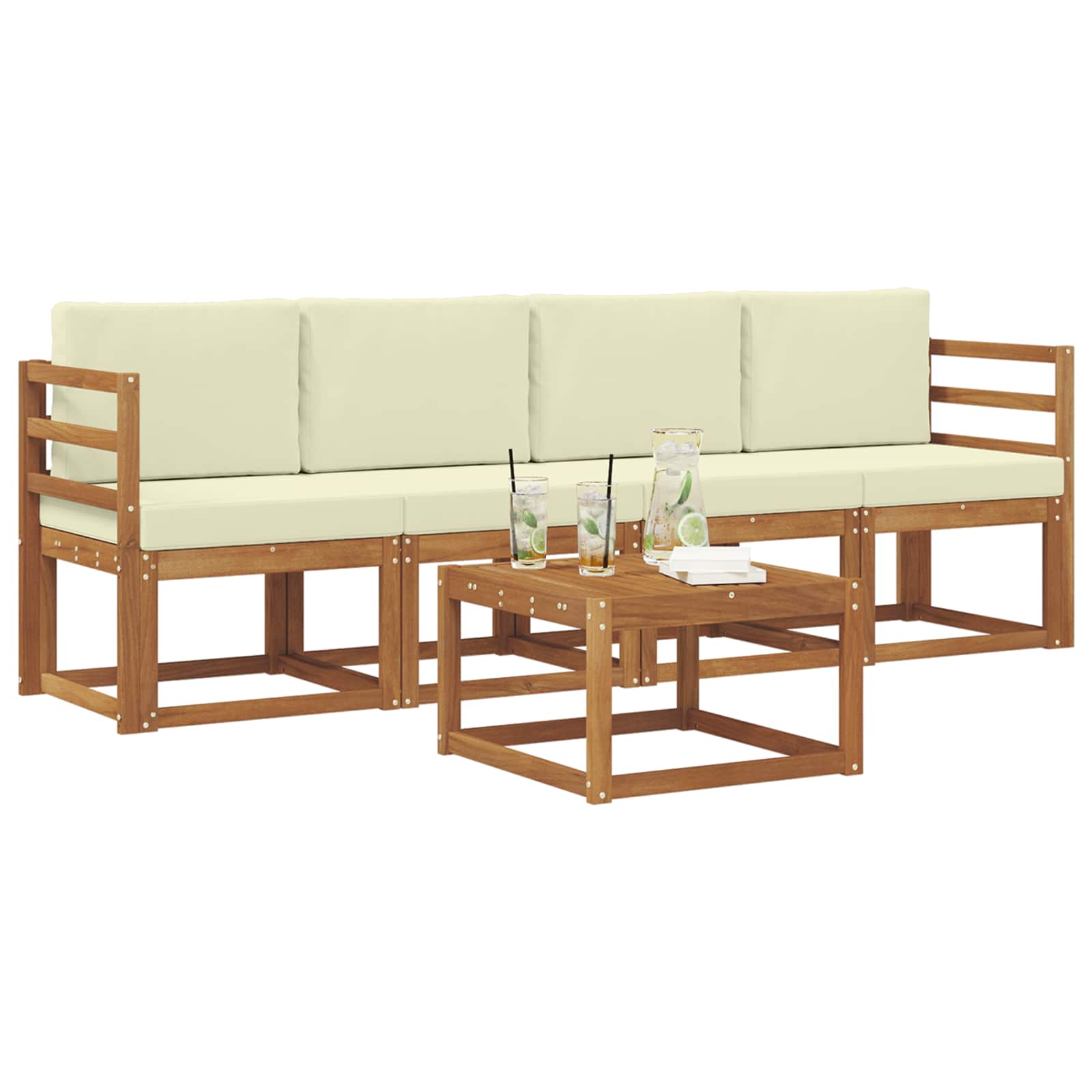 Set vanjskih sofa s jastukom 5 pcs Prirodna i krem