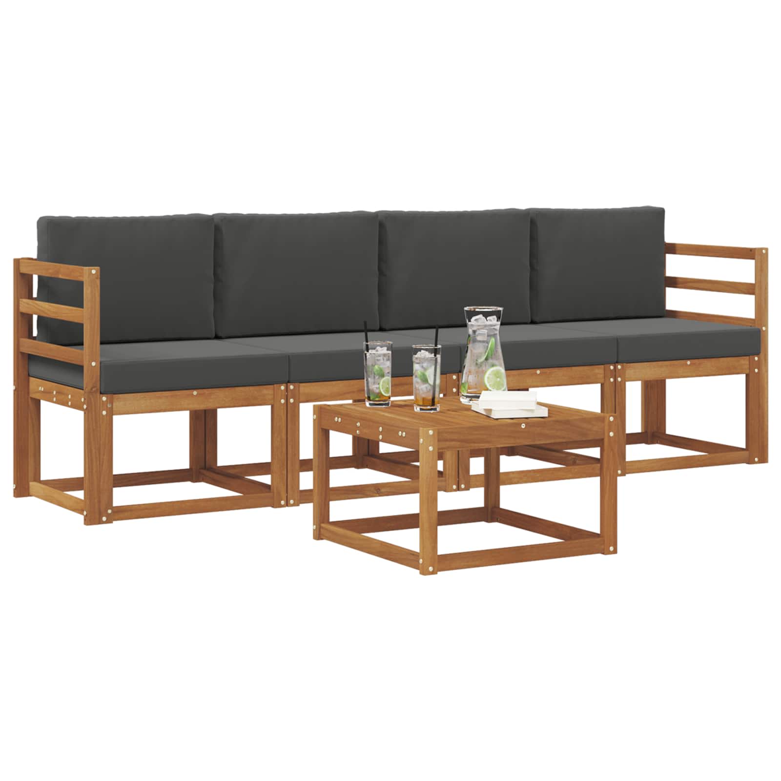 Set vanjskih sofa s jastukom 5 pcs Prirodna i antracit