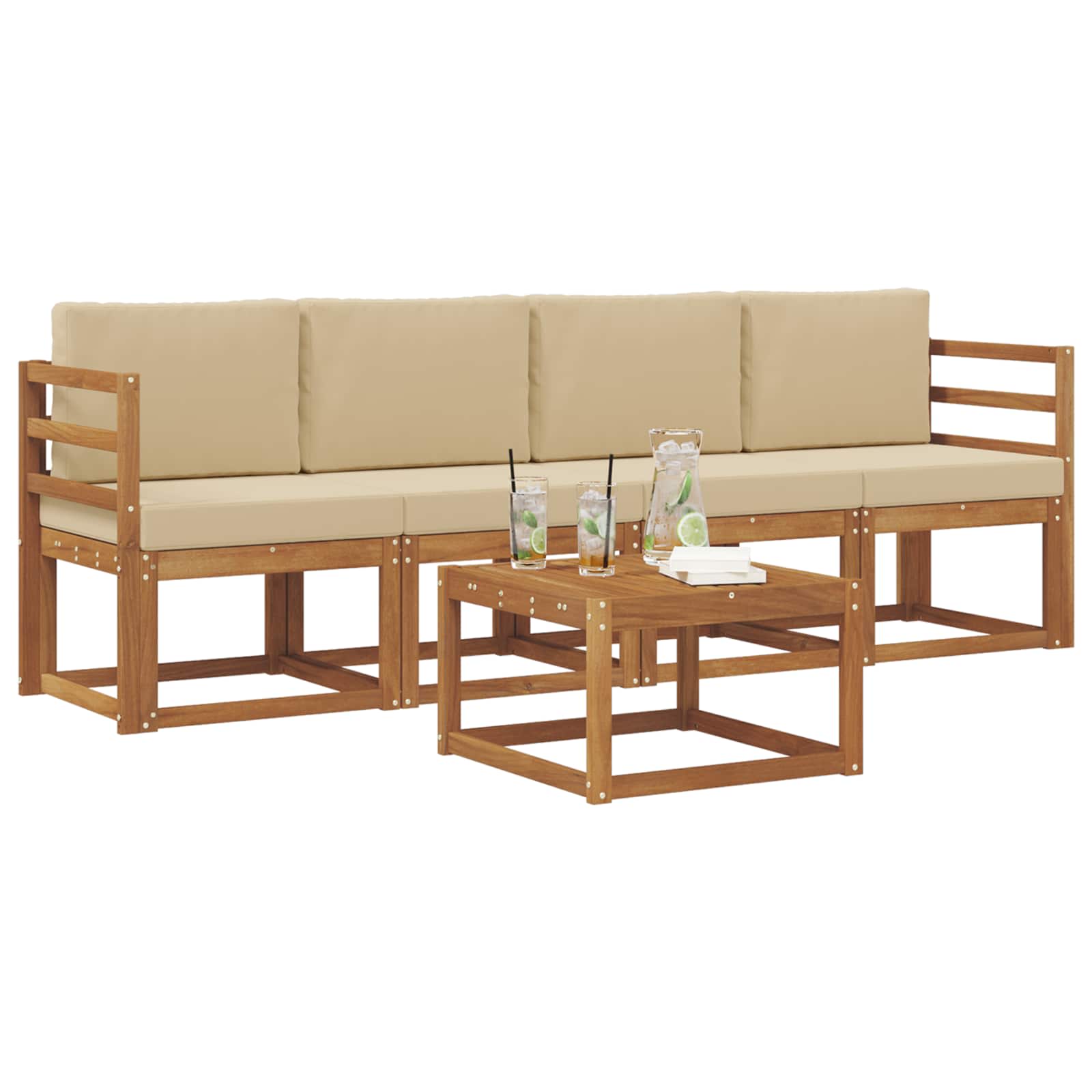 Set vanjskih sofa s jastukom 5 pcs Prirodna i bež