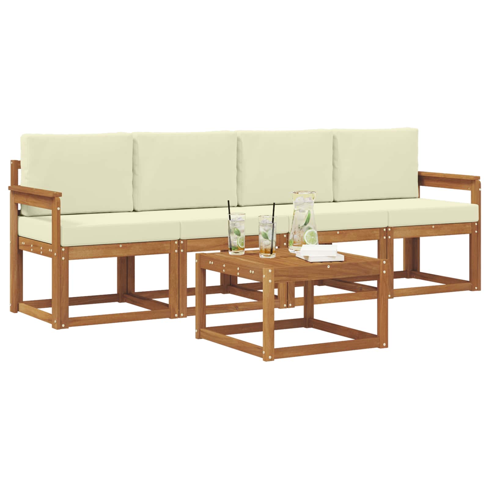Set vanjskih sofa s jastukom 5 pcs Prirodna i krem