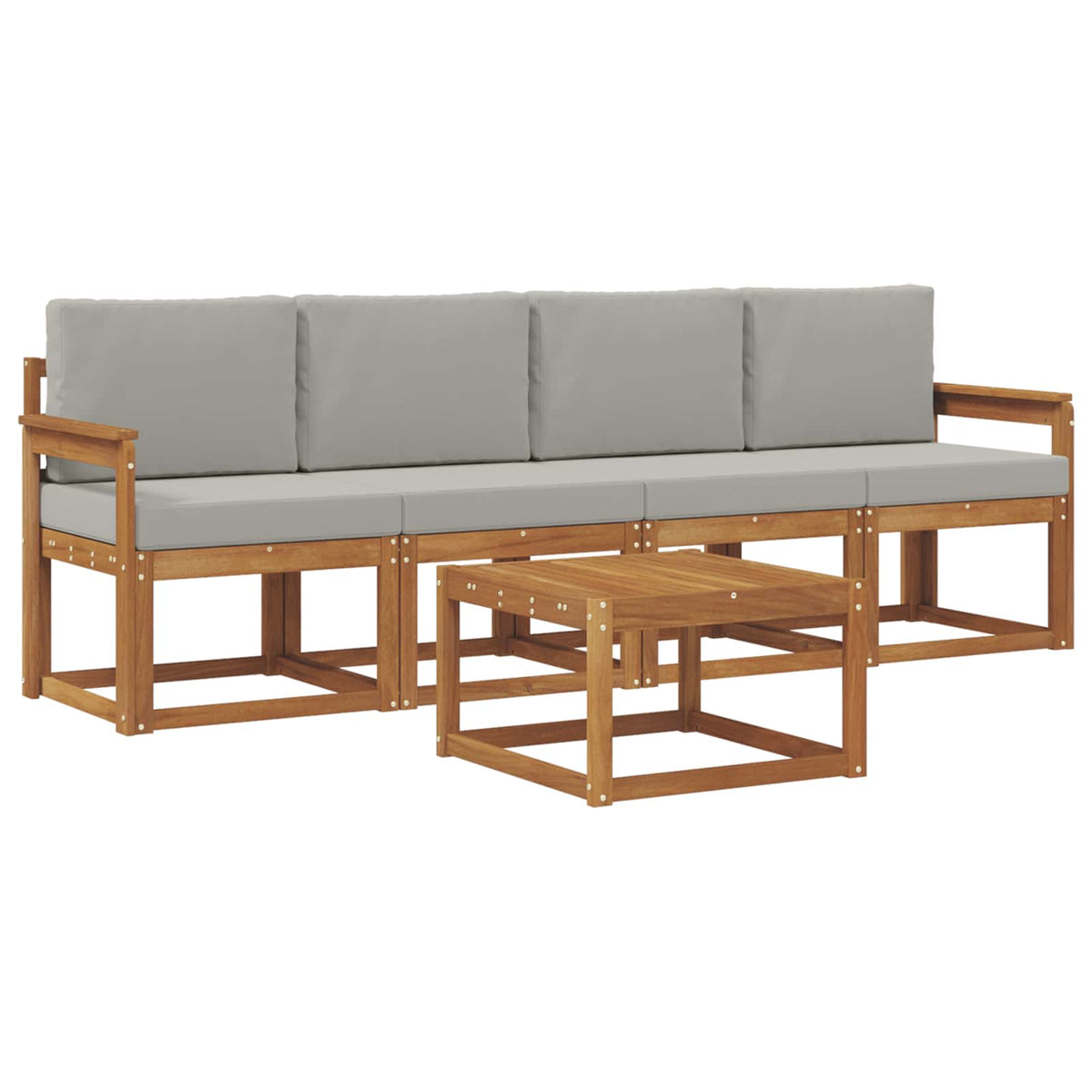 Set vanjskih sofa s jastukom 5 pcs Prirodna i svijetlo siva
