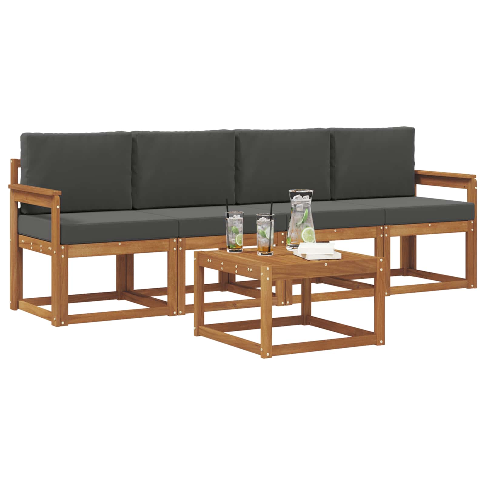 Set vanjskih sofa s jastukom 5 pcs Prirodna i antracit