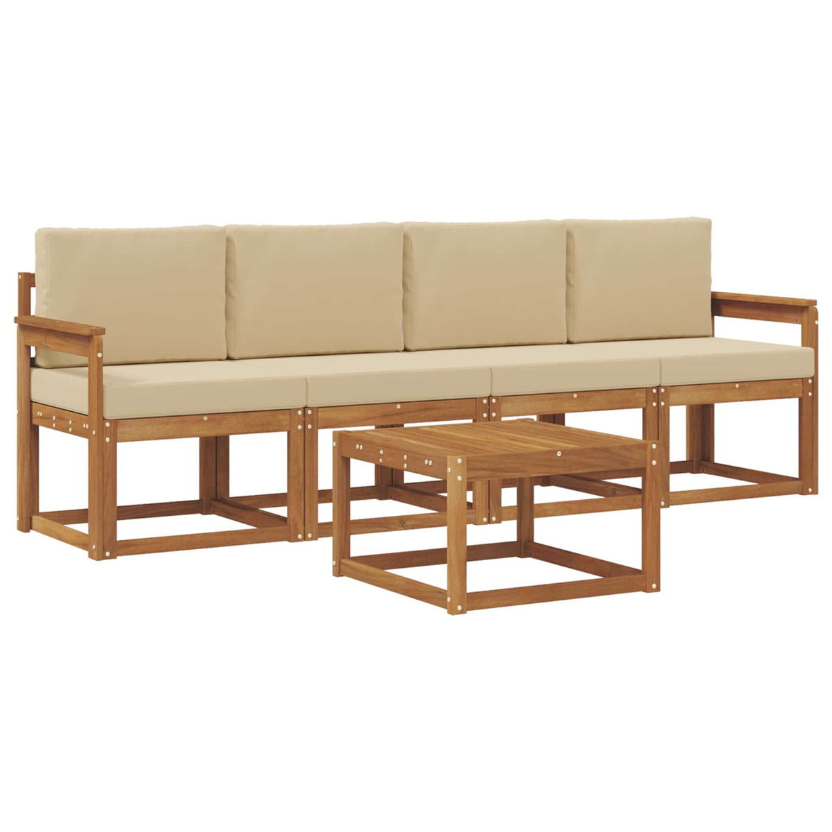 Set vanjskih sofa s jastukom 5 pcs Prirodna i bež