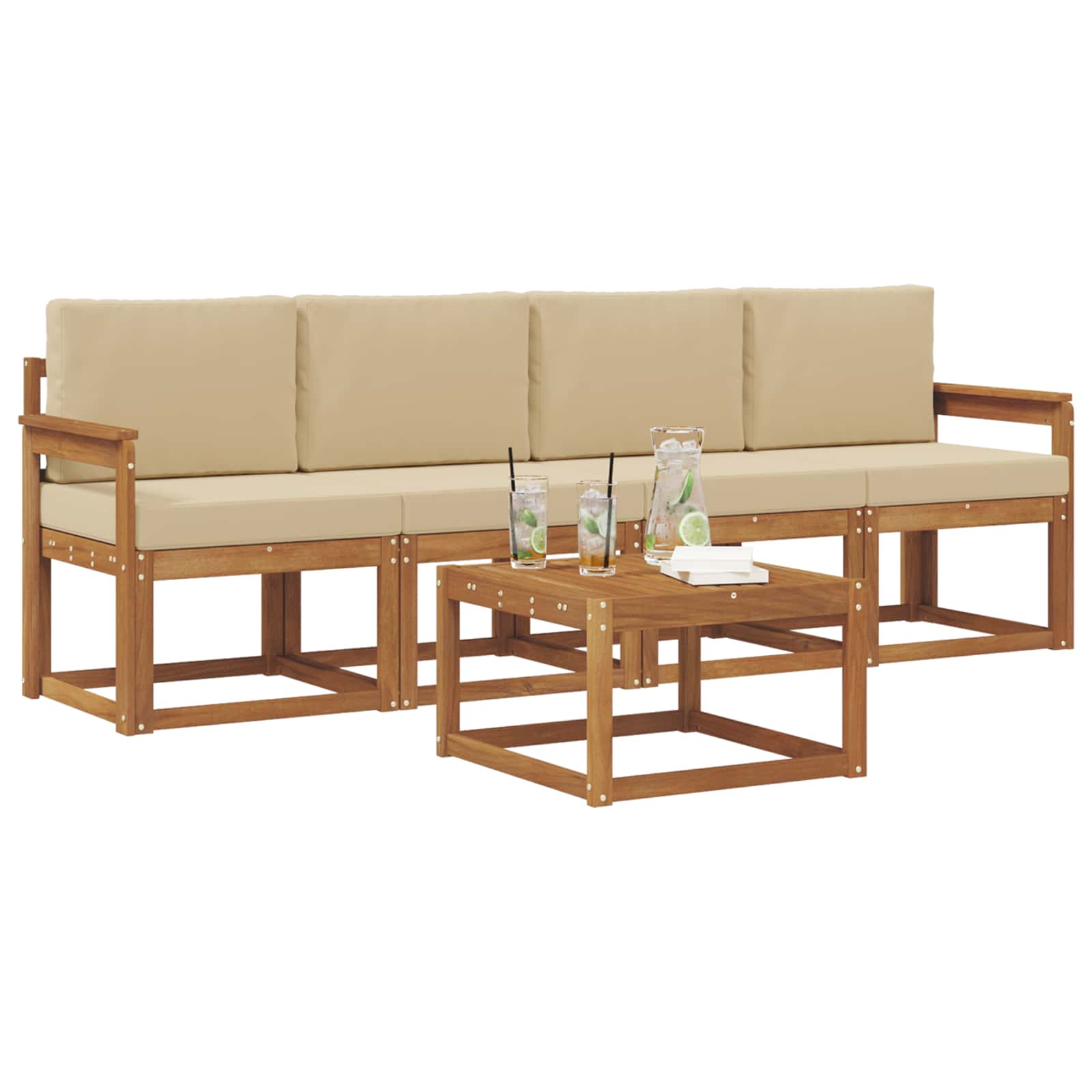 Set vanjskih sofa s jastukom 5 pcs Prirodna i bež