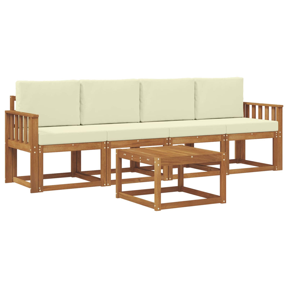 Set vanjskih sofa s jastukom 5 pcs Prirodna i krem