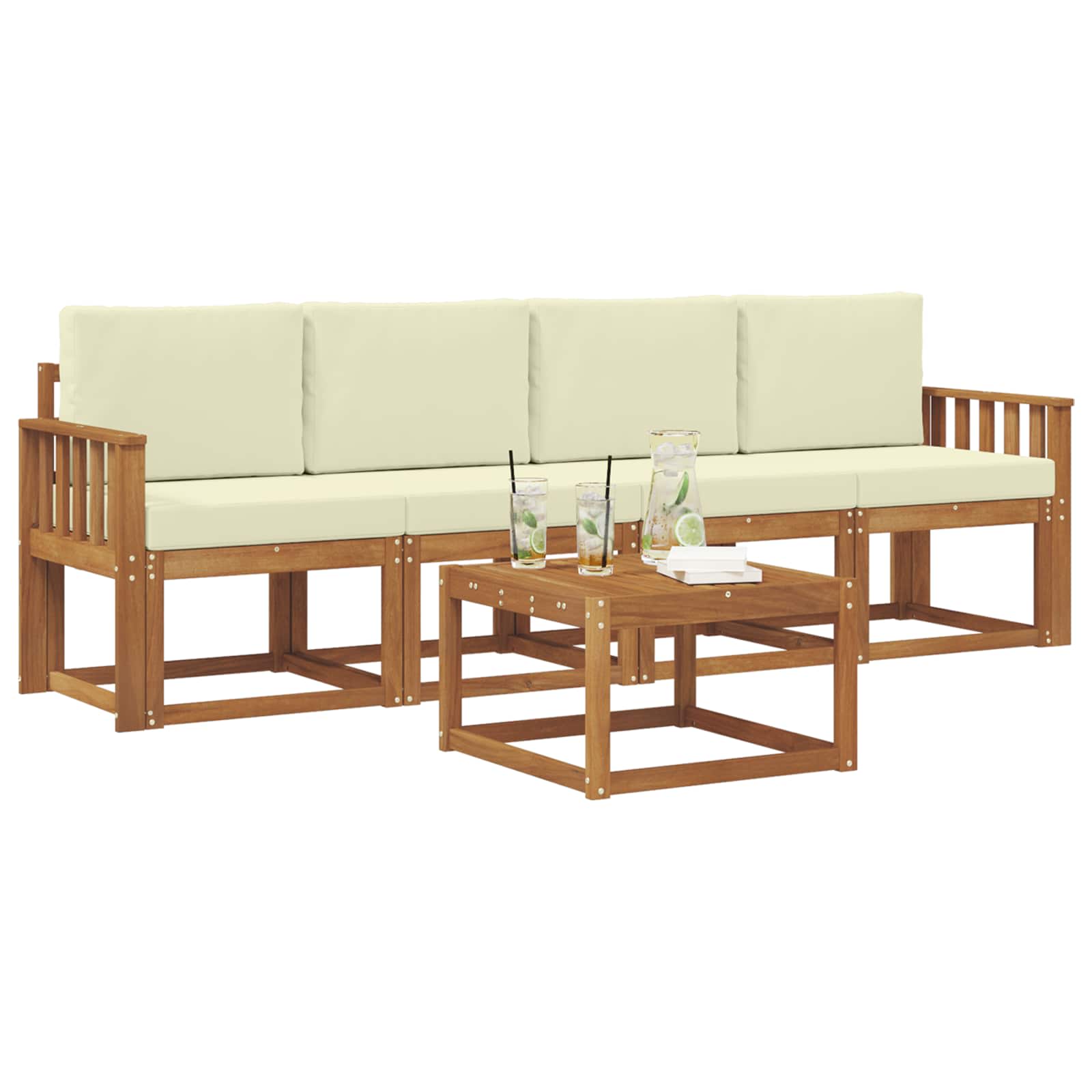 Set vanjskih sofa s jastukom 5 pcs Prirodna i krem