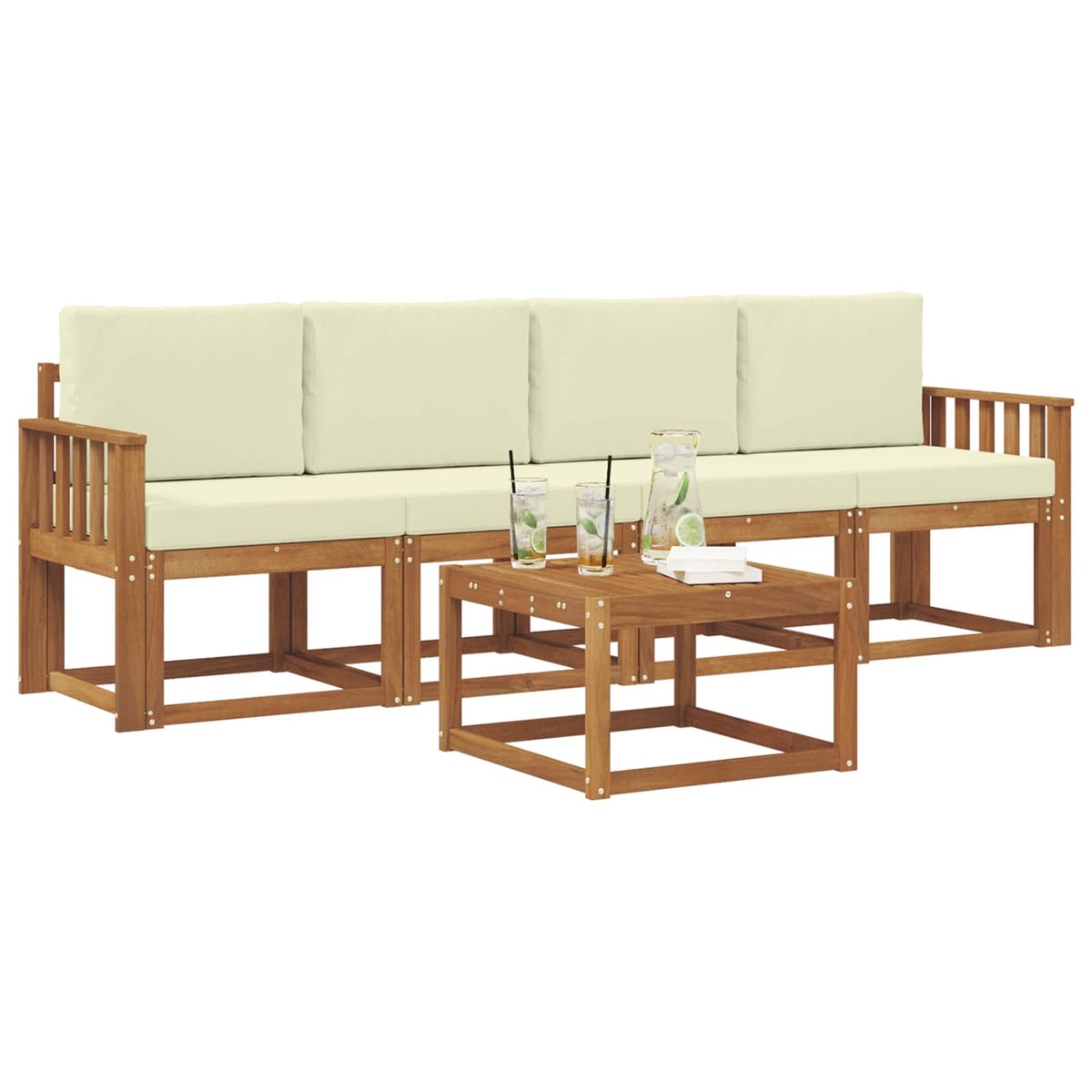Set vanjskih sofa s jastukom 5 pcs Prirodna i krem