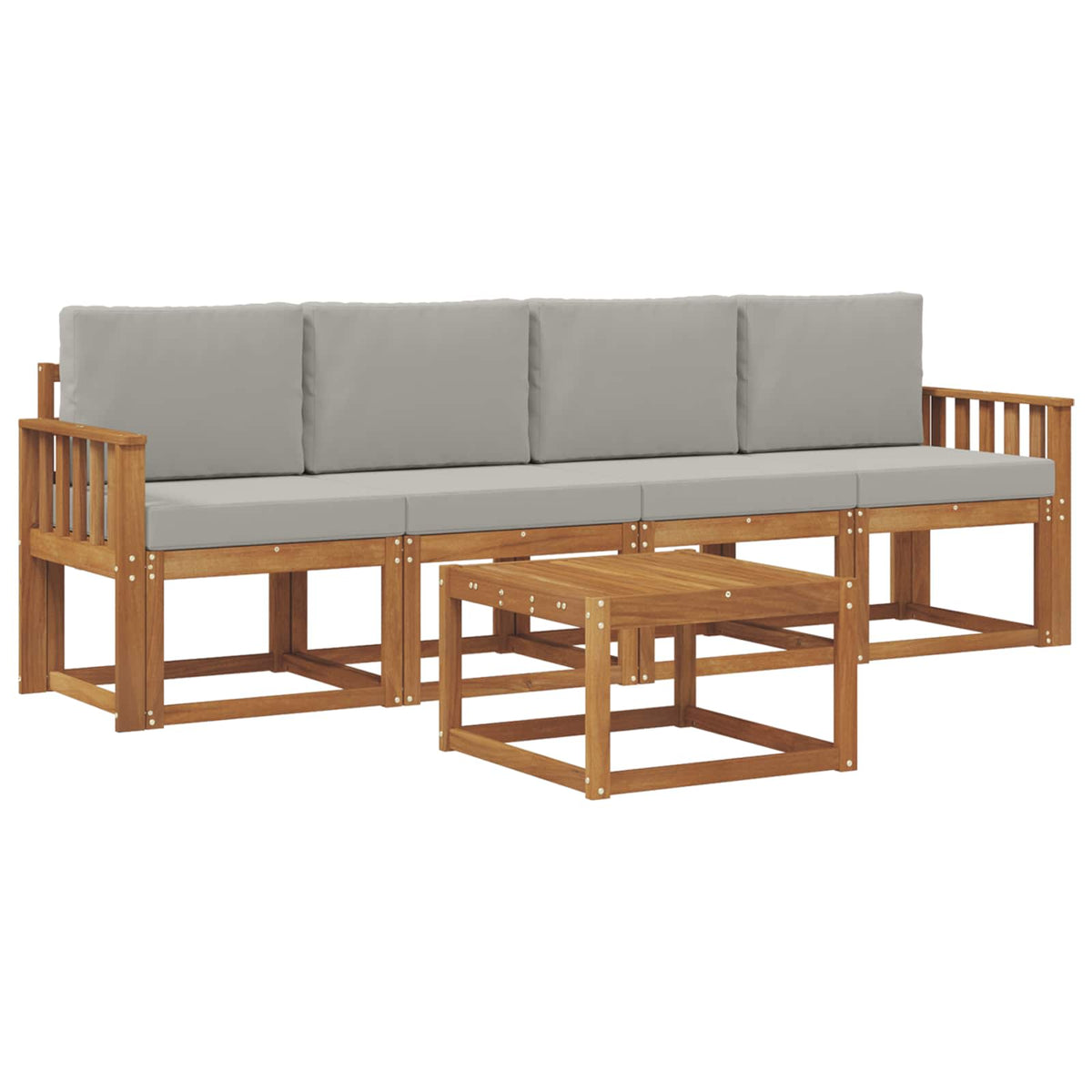 Set vanjskih sofa s jastukom 5 pcs Prirodna i svijetlo siva