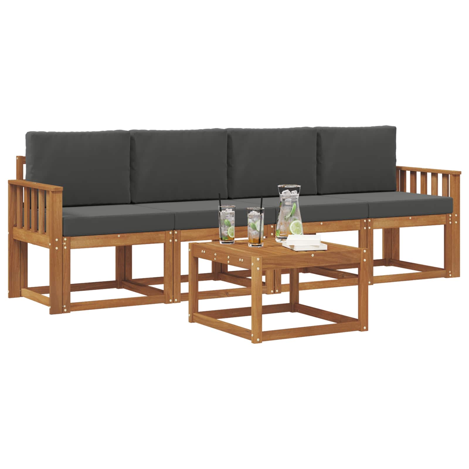 Set vanjskih sofa s jastukom 5 pcs Prirodna i antracit
