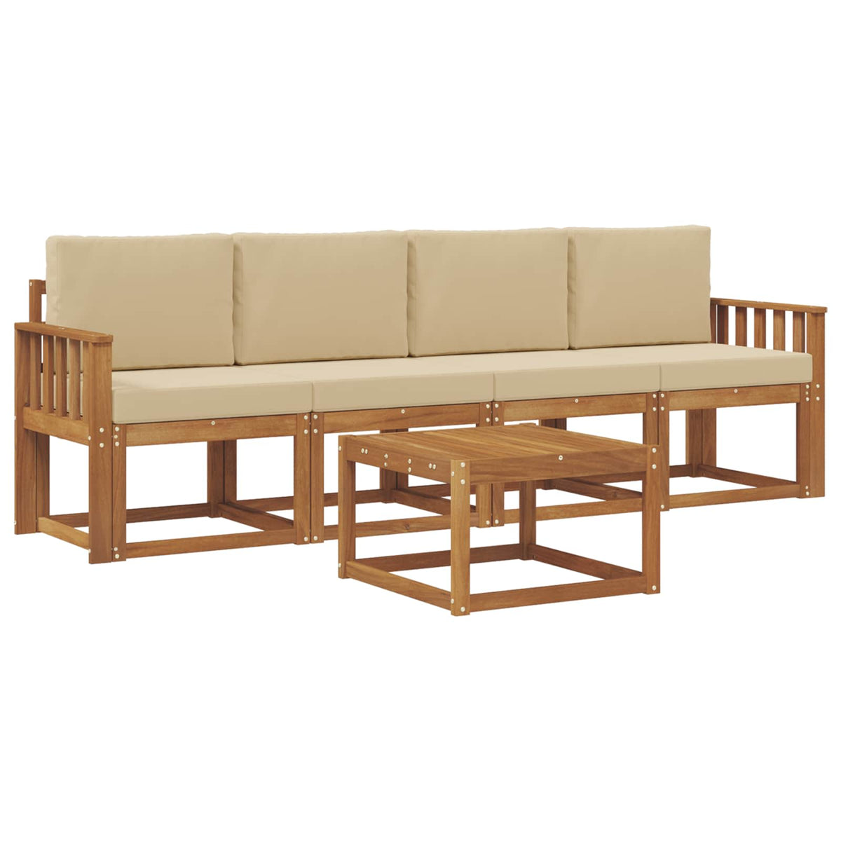 Set vanjskih sofa s jastukom 5 pcs Prirodna i bež