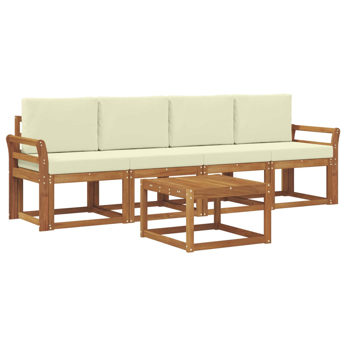 Set vanjskih sofa s jastukom 5 pcs Prirodna i krem