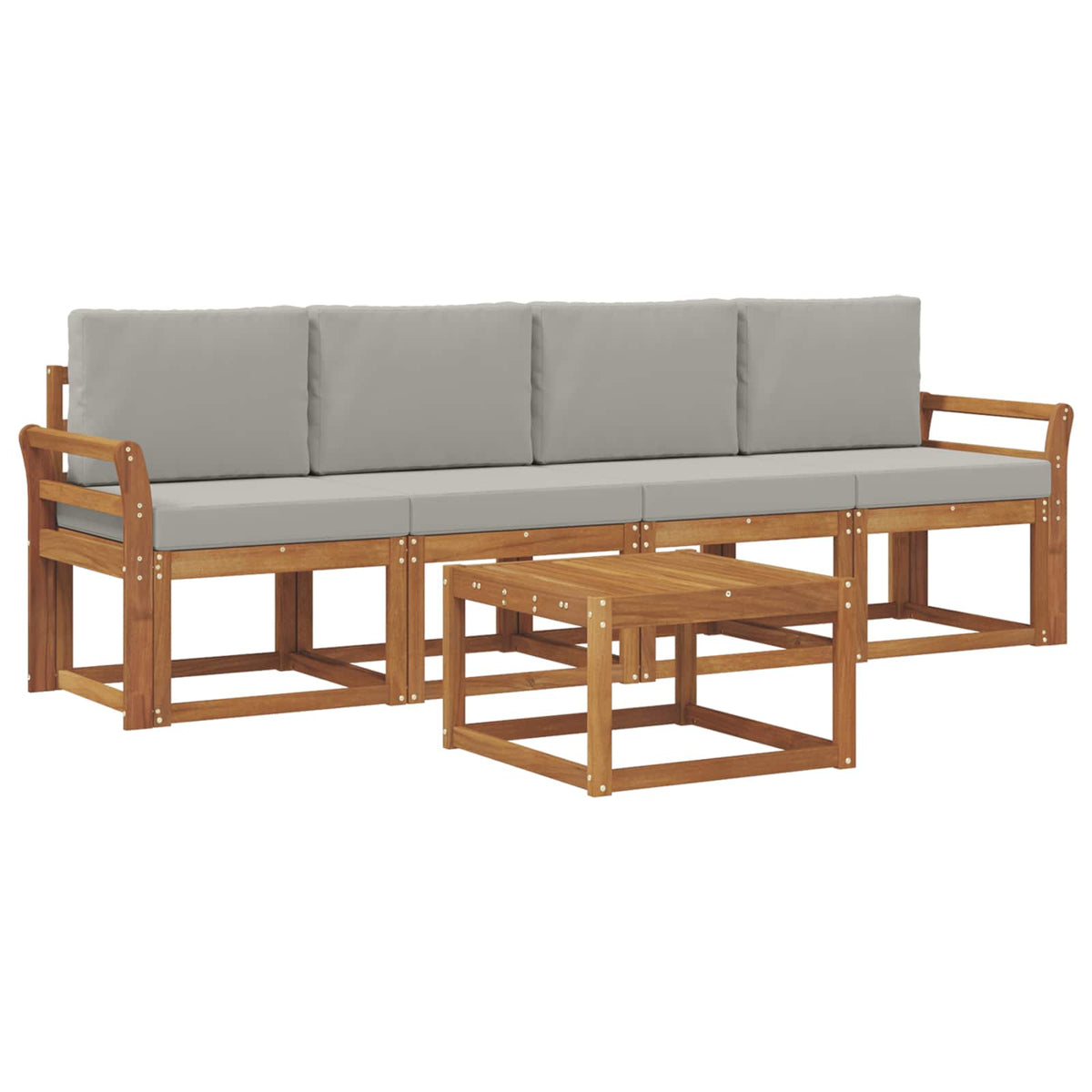 Set vanjskih sofa s jastukom 5 pcs Prirodna i svijetlo siva