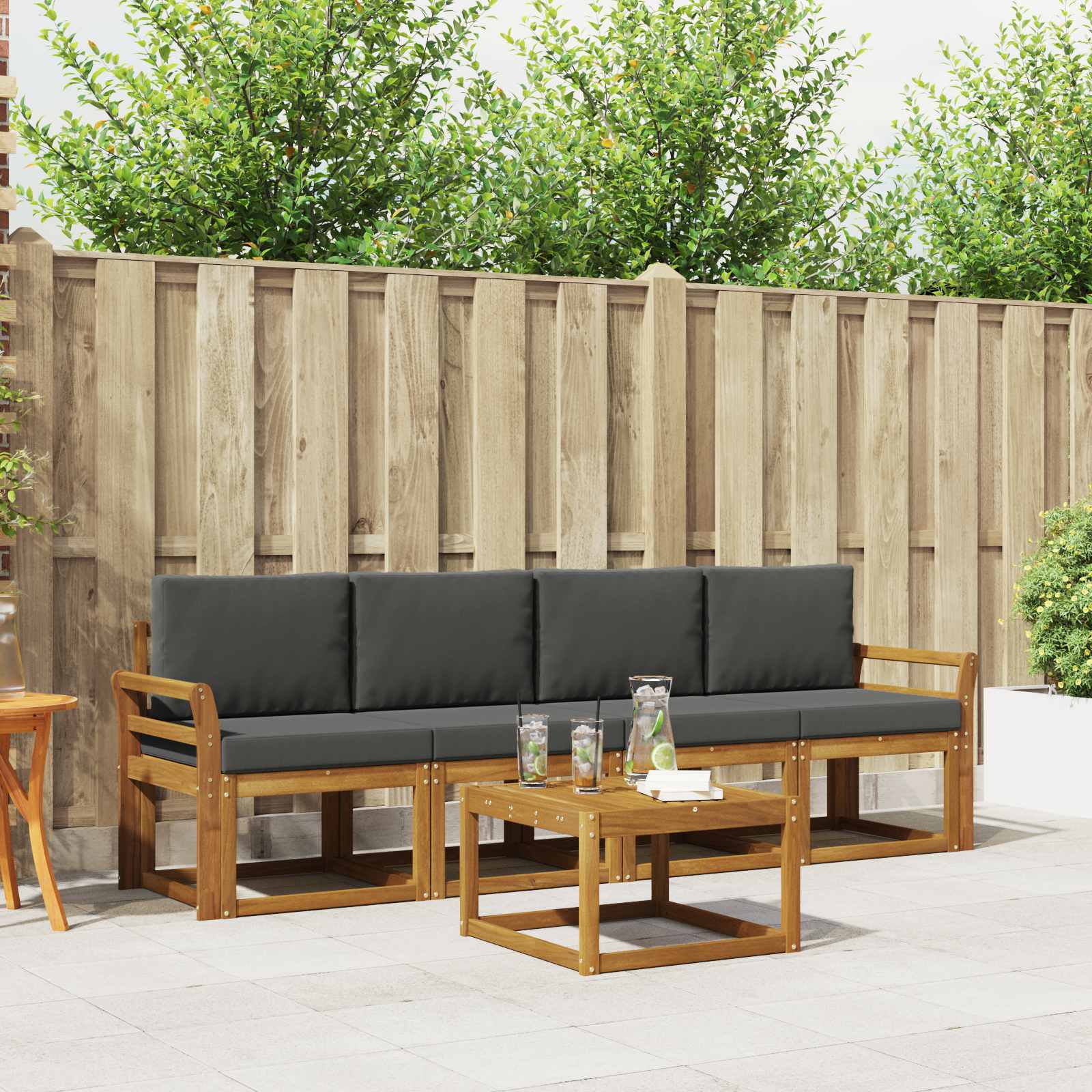 Set vanjskih sofa s jastukom 5 pcs Prirodna i antracit