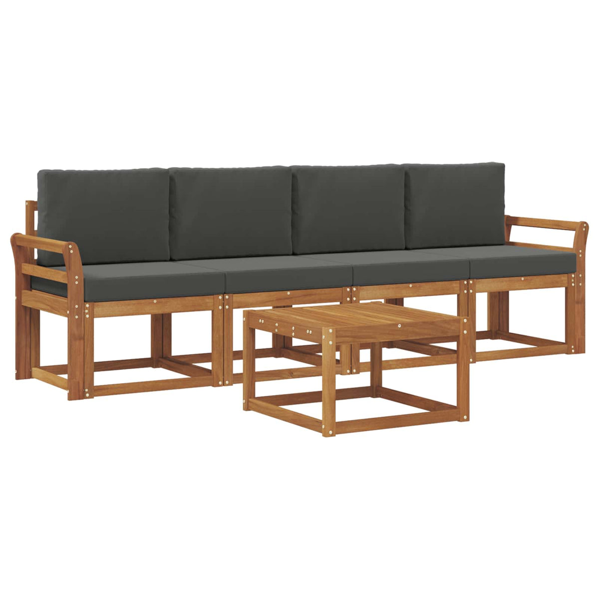 Set vanjskih sofa s jastukom 5 pcs Prirodna i antracit