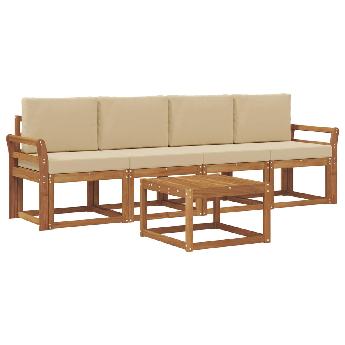 Set vanjskih sofa s jastukom 5 pcs Prirodna i bež
