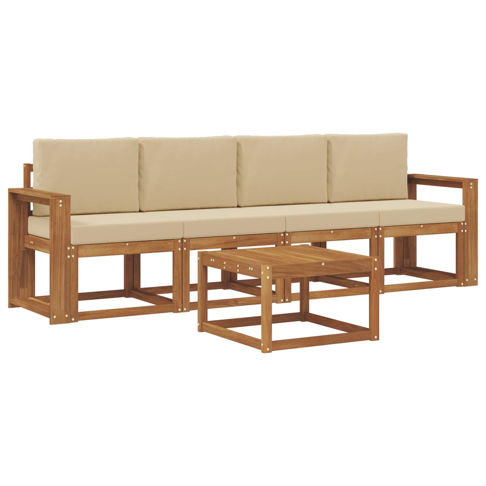 Set vanjskih sofa s jastukom 5 pcs Prirodna i bež