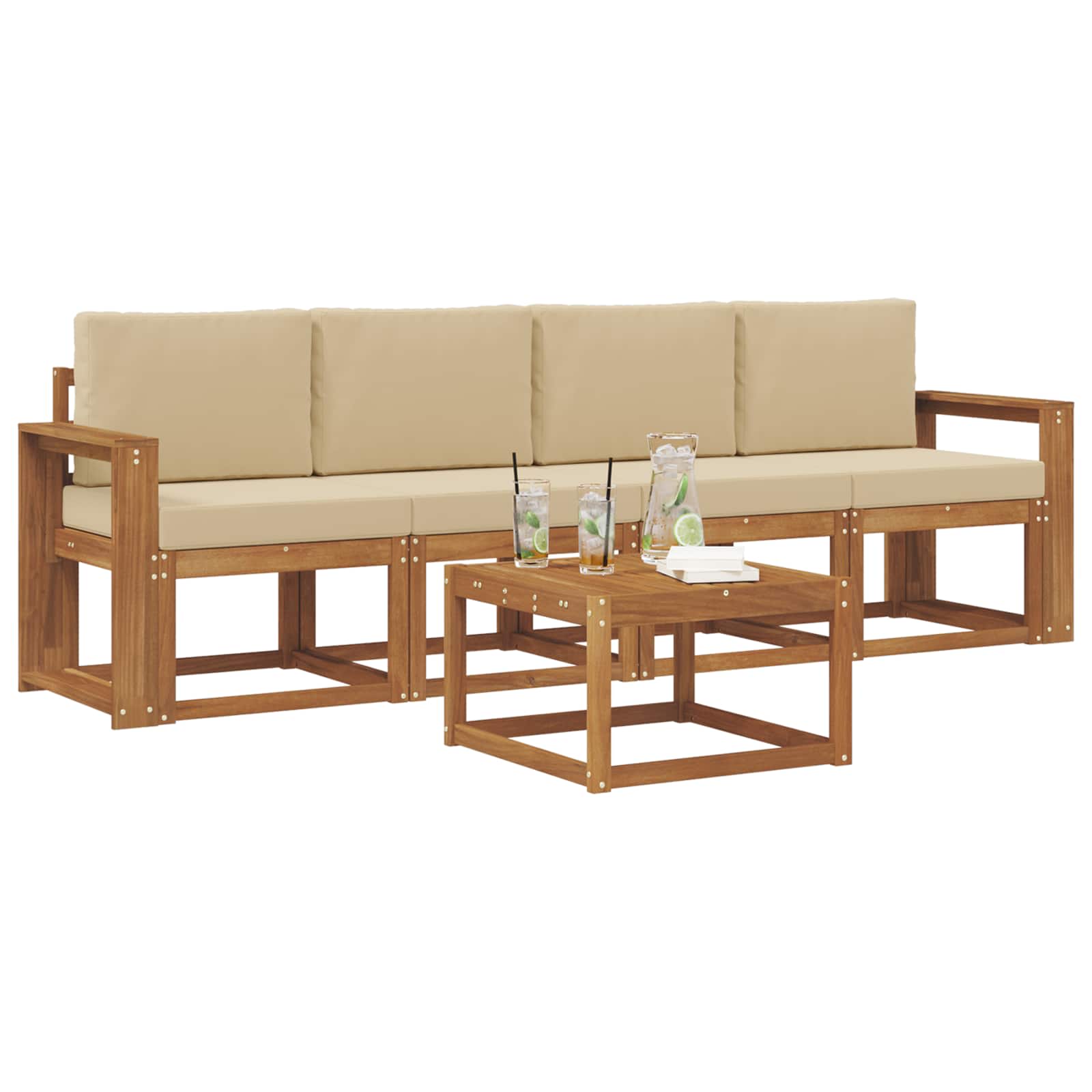 Set vanjskih sofa s jastukom 5 pcs Prirodna i bež