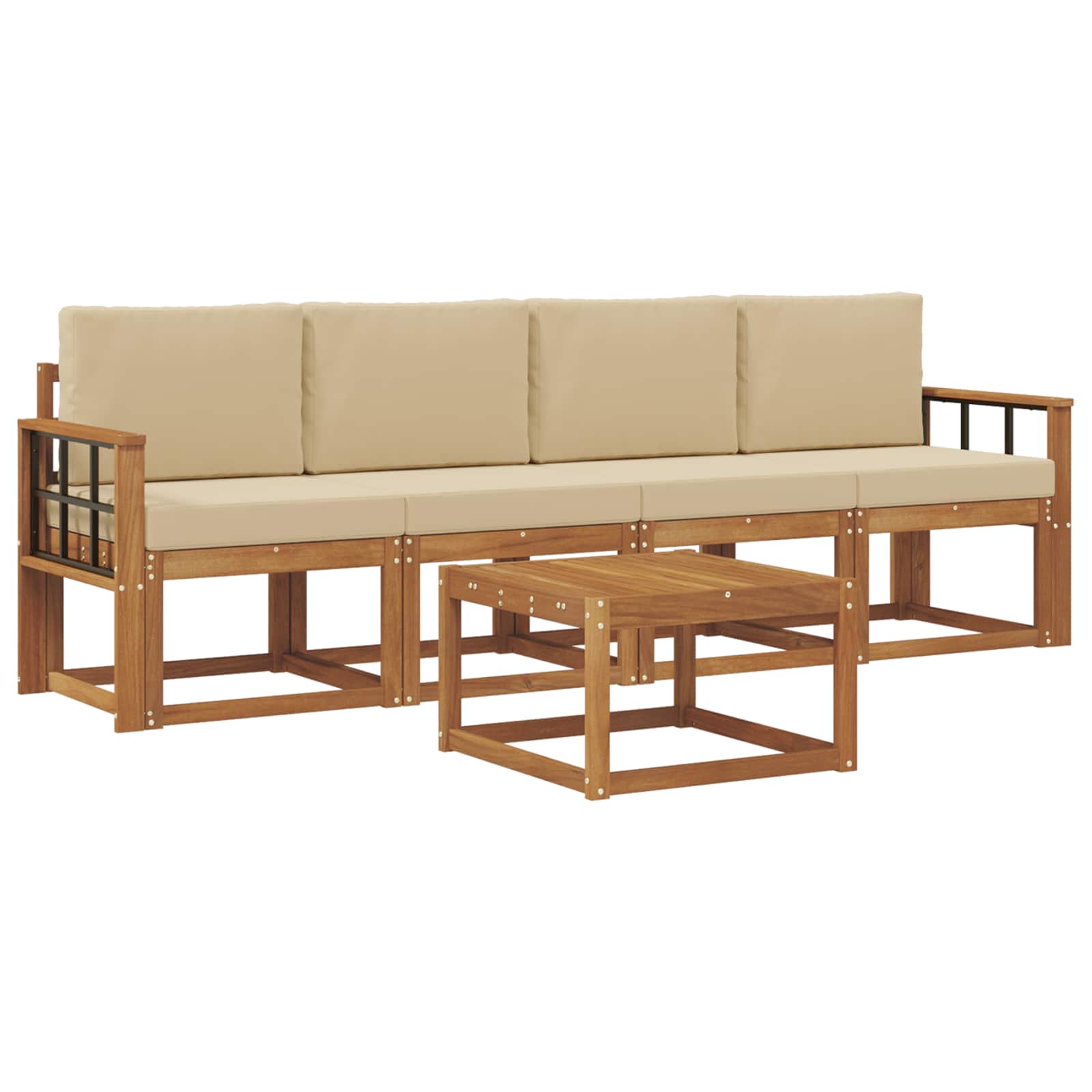 Set vanjskih sofa s jastukom 5 pcs Prirodna i bež