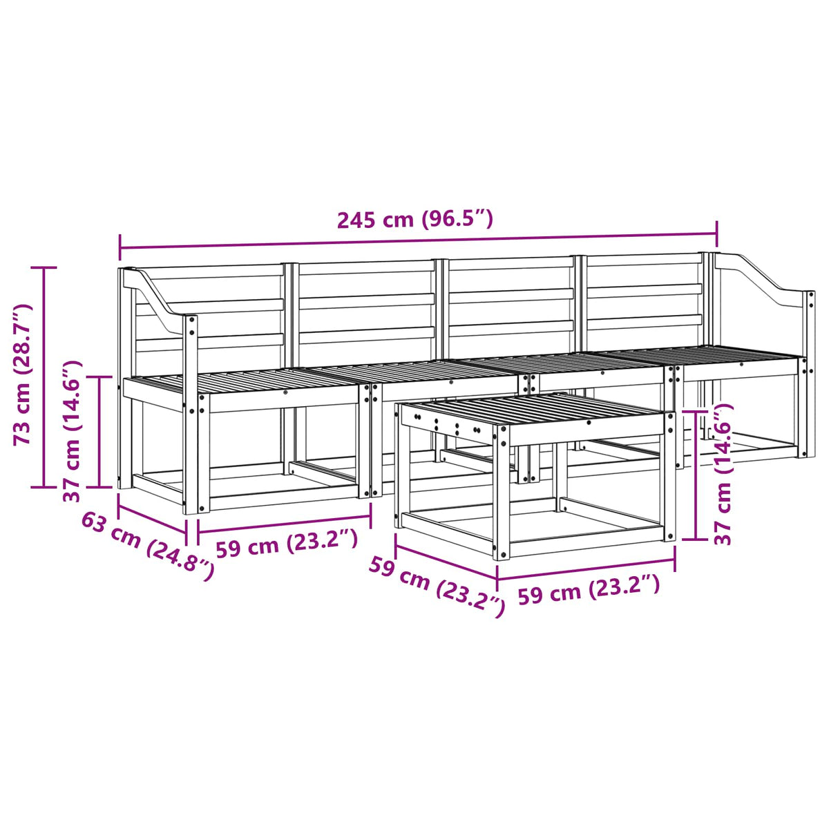 Set vanjskih sofa 5 pcs Prirodna