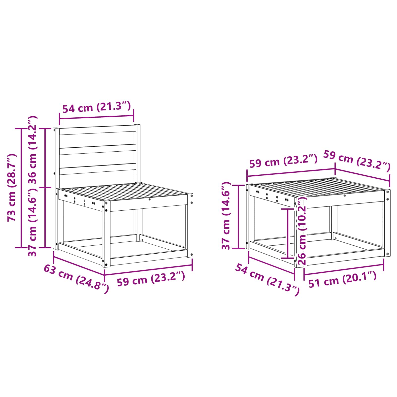 Set vanjskih sofa 5 pcs Prirodna