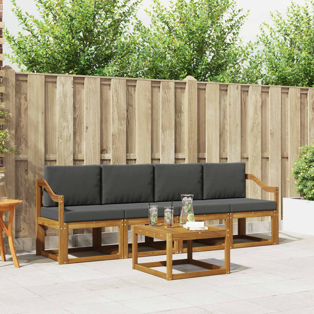Set vanjskih sofa 5 kom. Prirodna i antracit