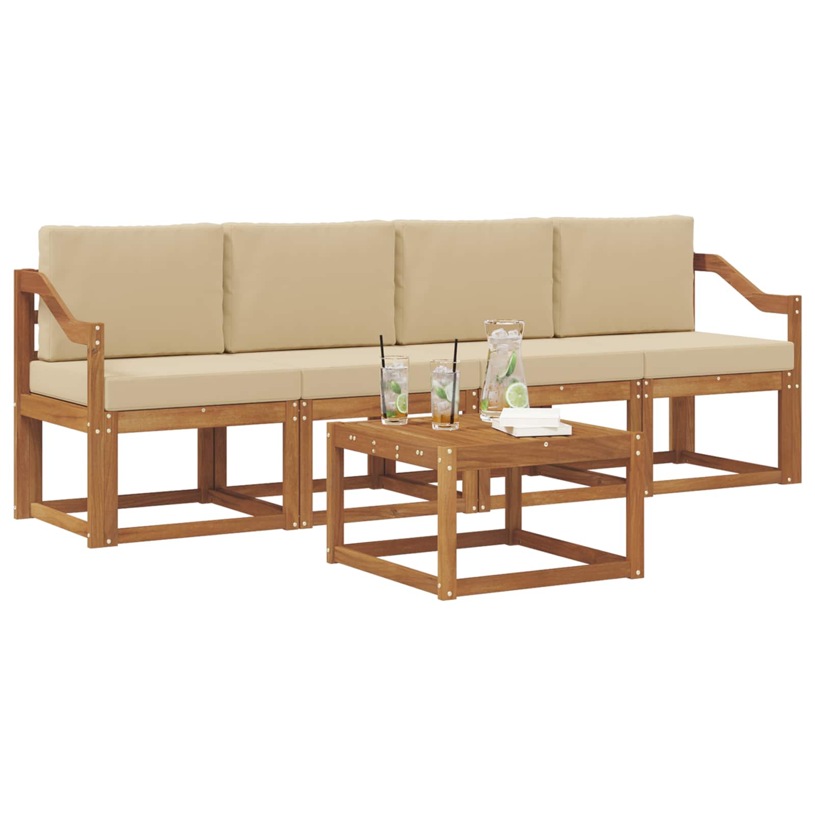 Set vanjskih sofa s jastukom 5 pcs Prirodna i bež