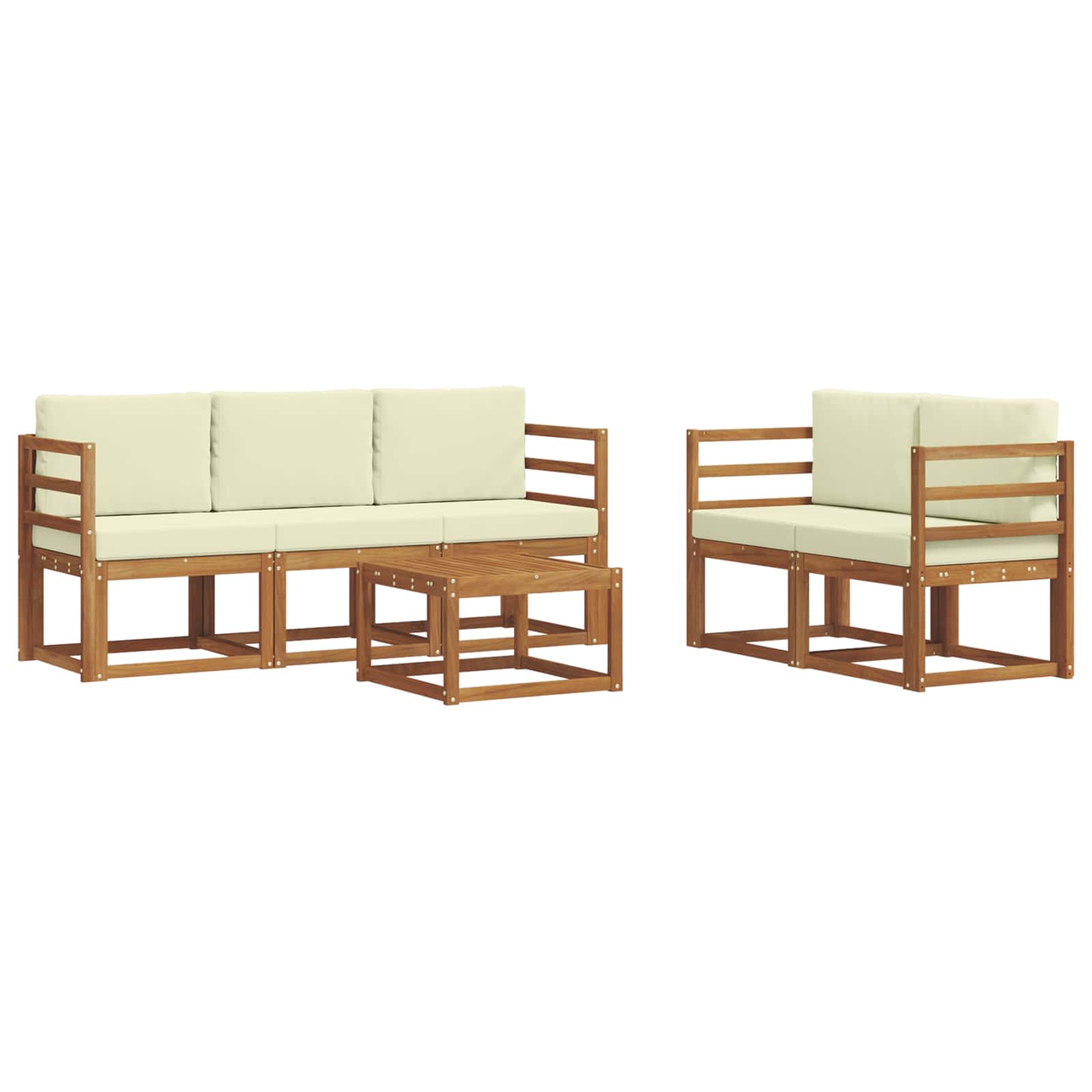 Set vanjskih sofa s jastukom 6 pcs Prirodna i krem