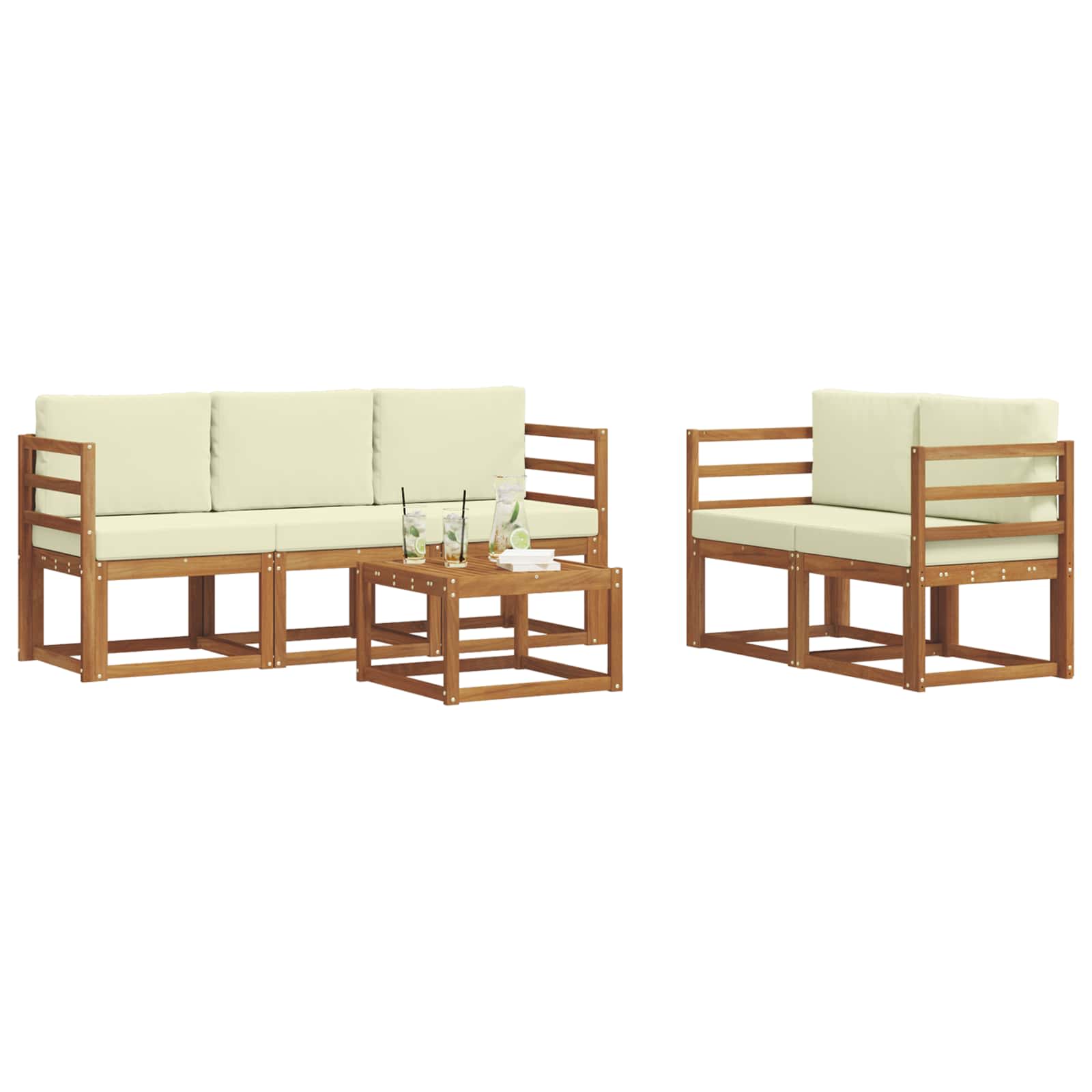 Set vanjskih sofa s jastukom 6 pcs Prirodna i krem