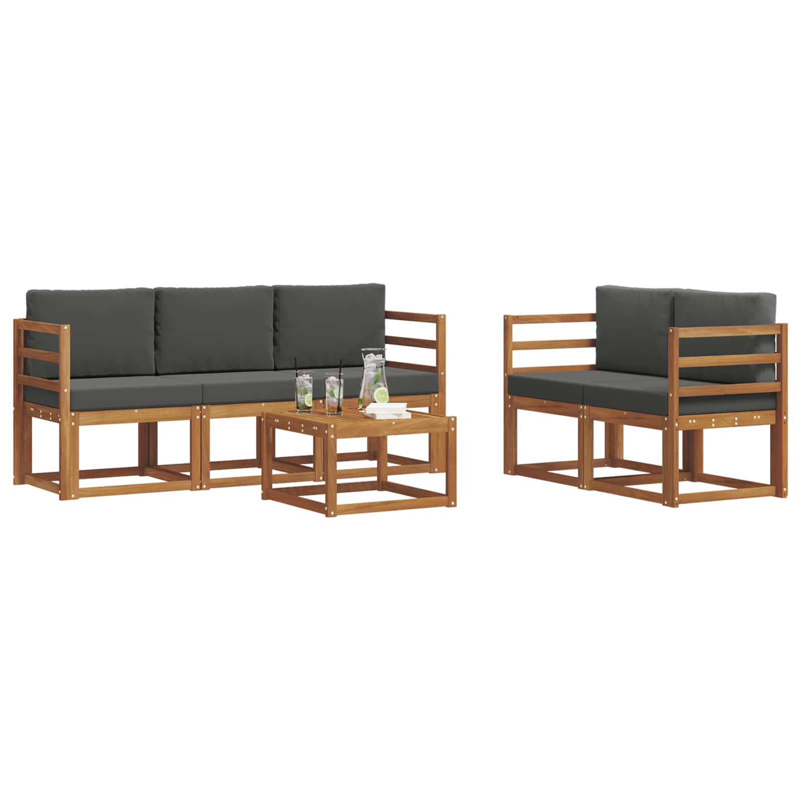Set vanjskih sofa s jastukom 6 pcs Prirodna i antracit