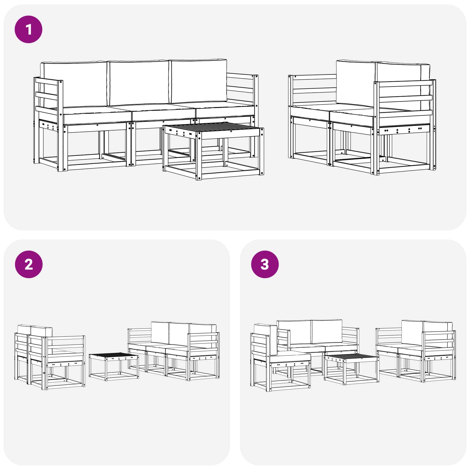 Set vanjskih sofa s jastukom 6 pcs Prirodna i antracit