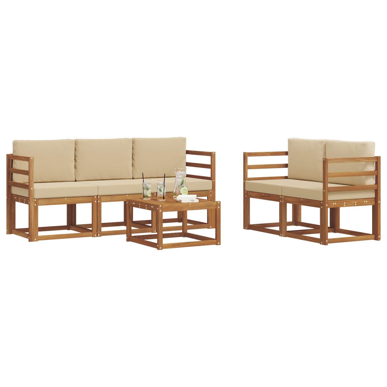 Set vanjskih sofa s jastukom 6 pcs Prirodna i bež