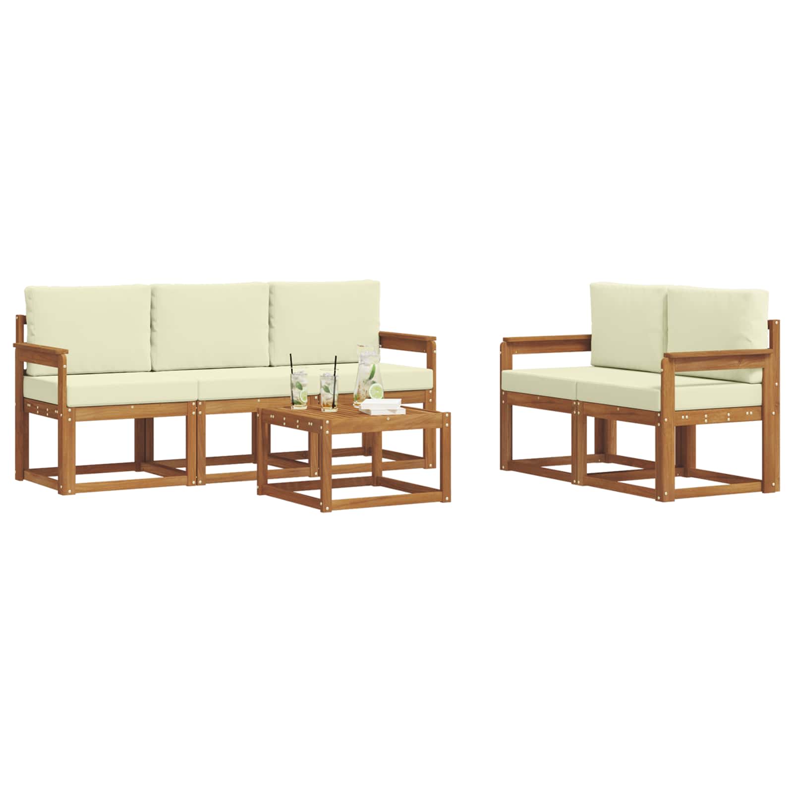 Set vanjskih sofa s jastukom 6 pcs Prirodna i krem