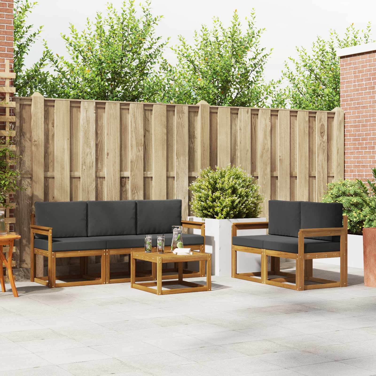 Set vanjskih sofa s jastukom 6 pcs Prirodna i antracit