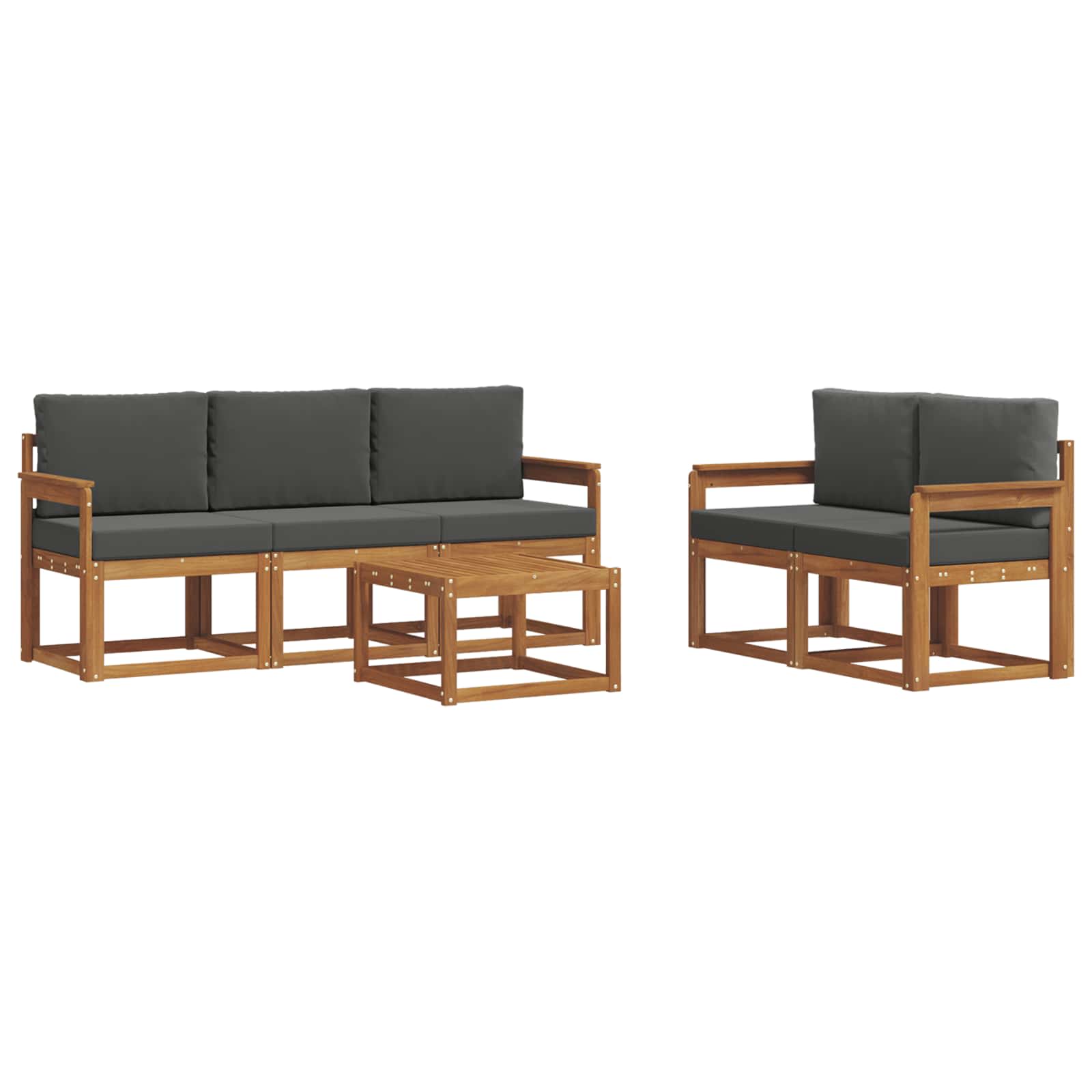 Set vanjskih sofa s jastukom 6 pcs Prirodna i antracit