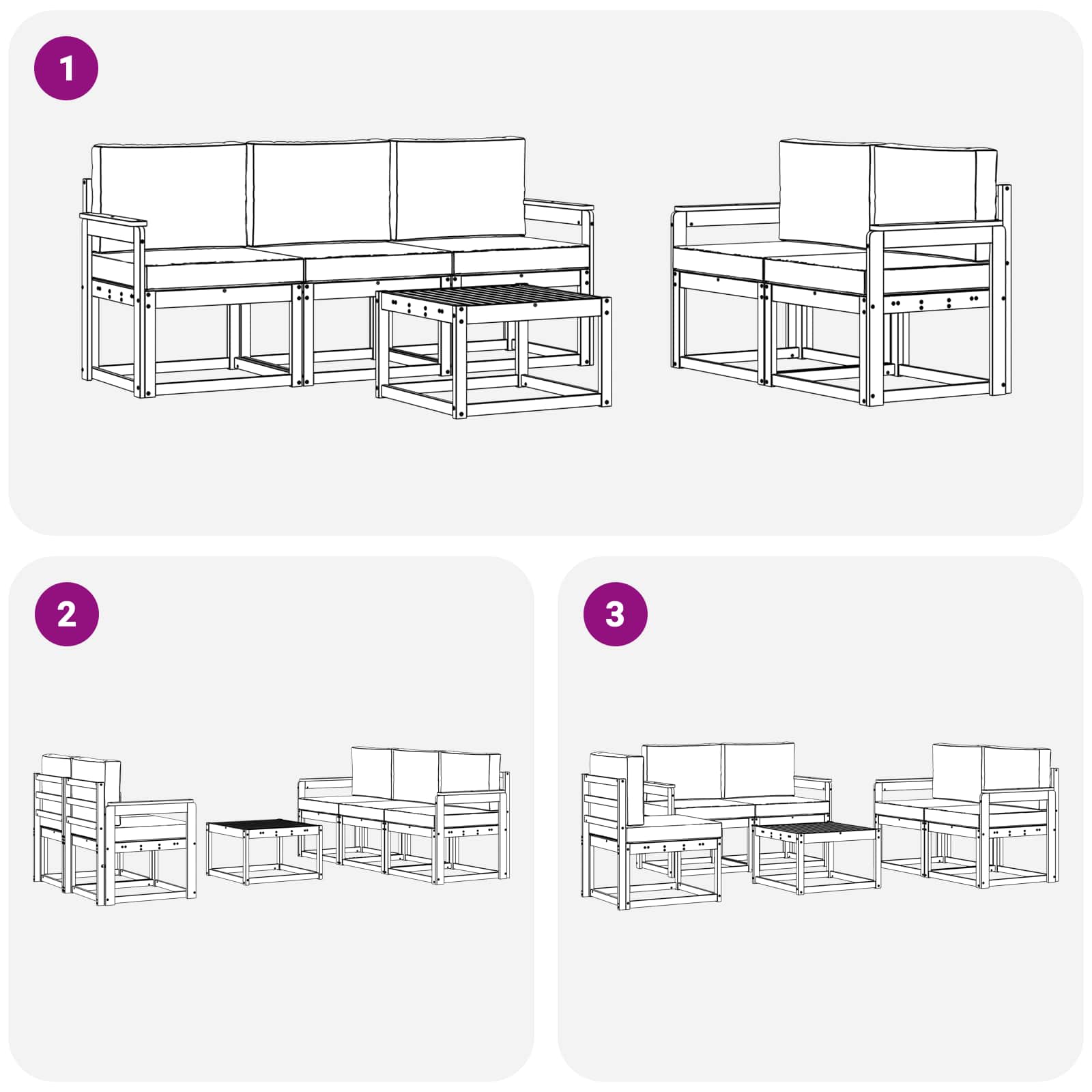 Set vanjskih sofa s jastukom 6 pcs Prirodna i antracit