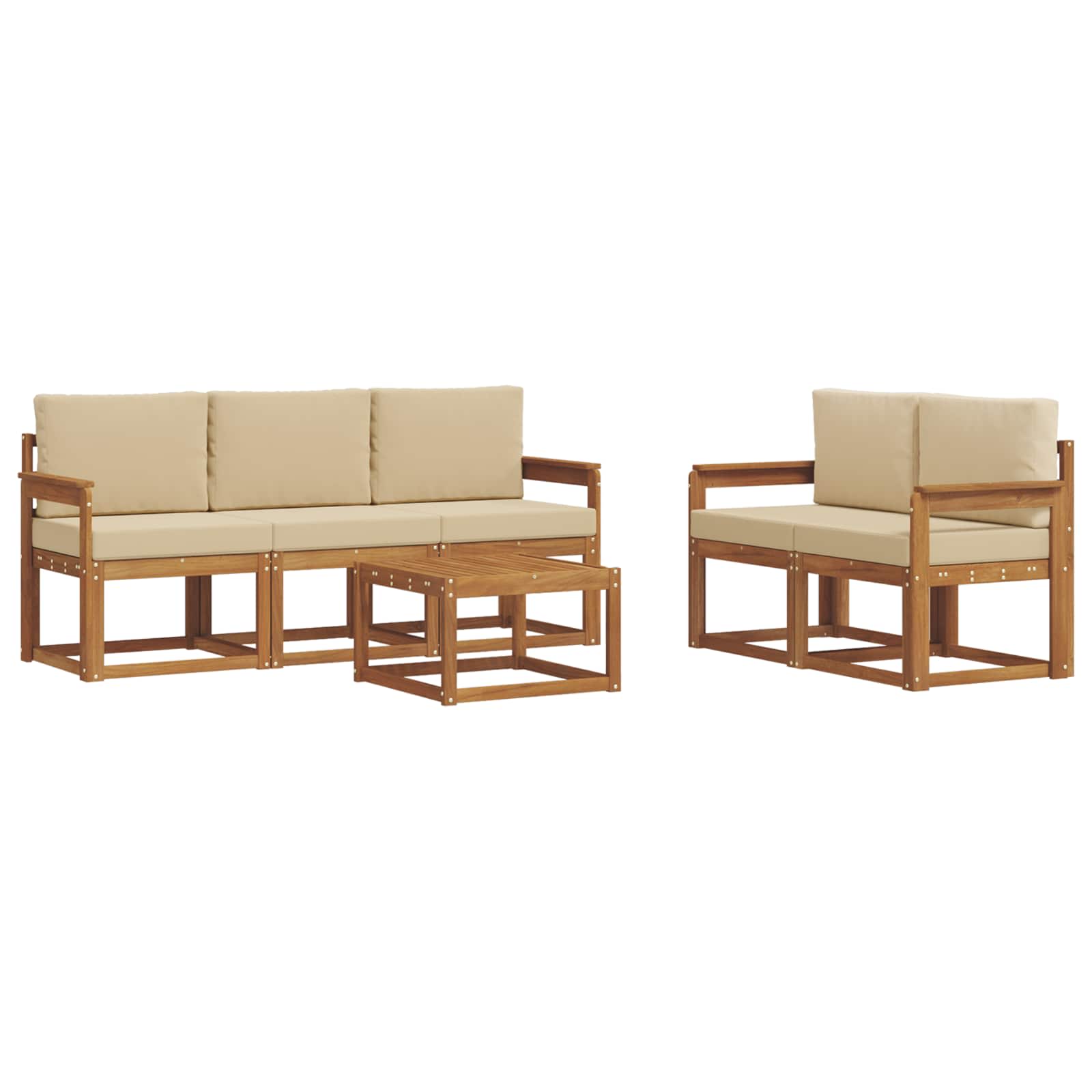 Set vanjskih sofa s jastukom 6 pcs Prirodna i bež