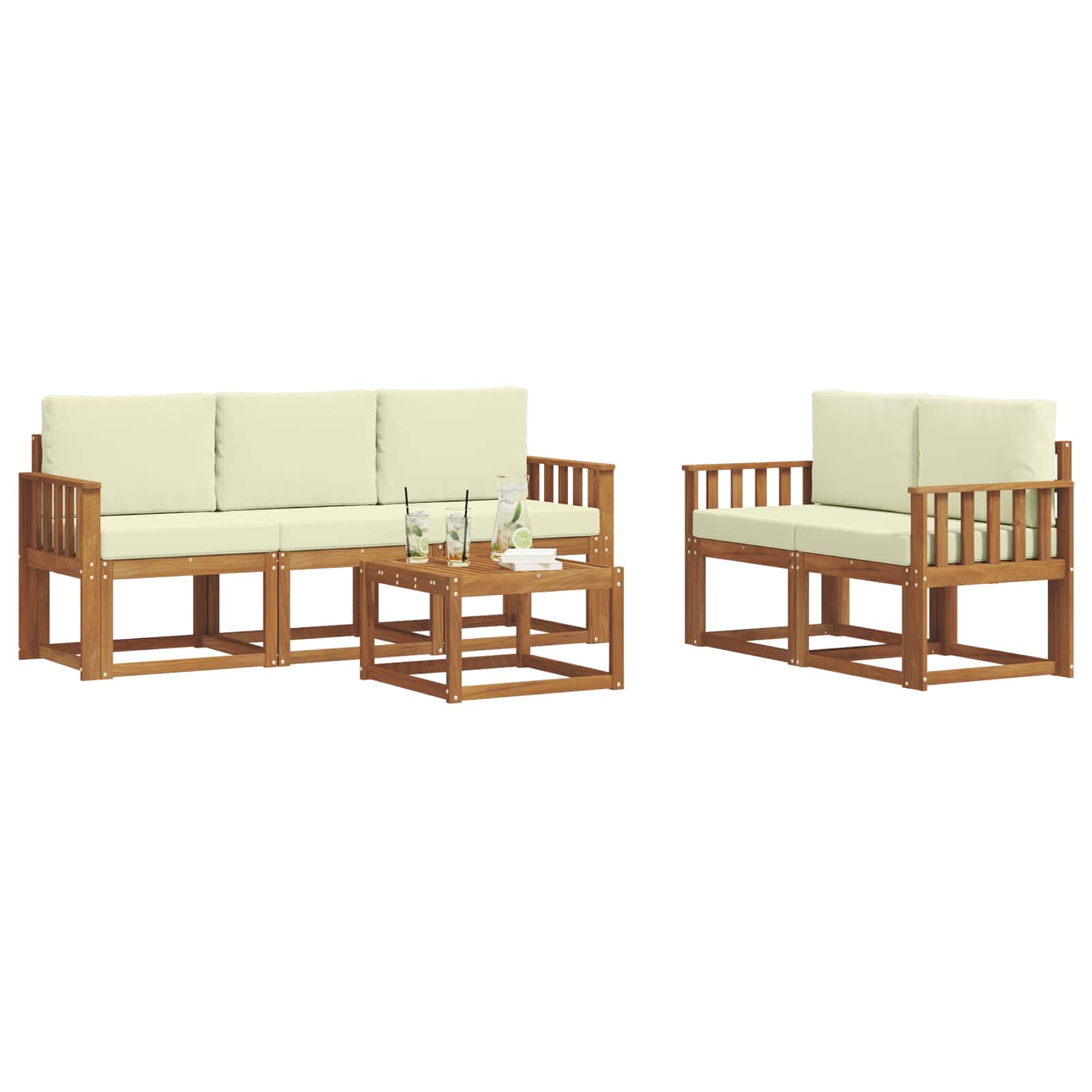 Set vanjskih sofa s jastukom 6 pcs Prirodna i krem