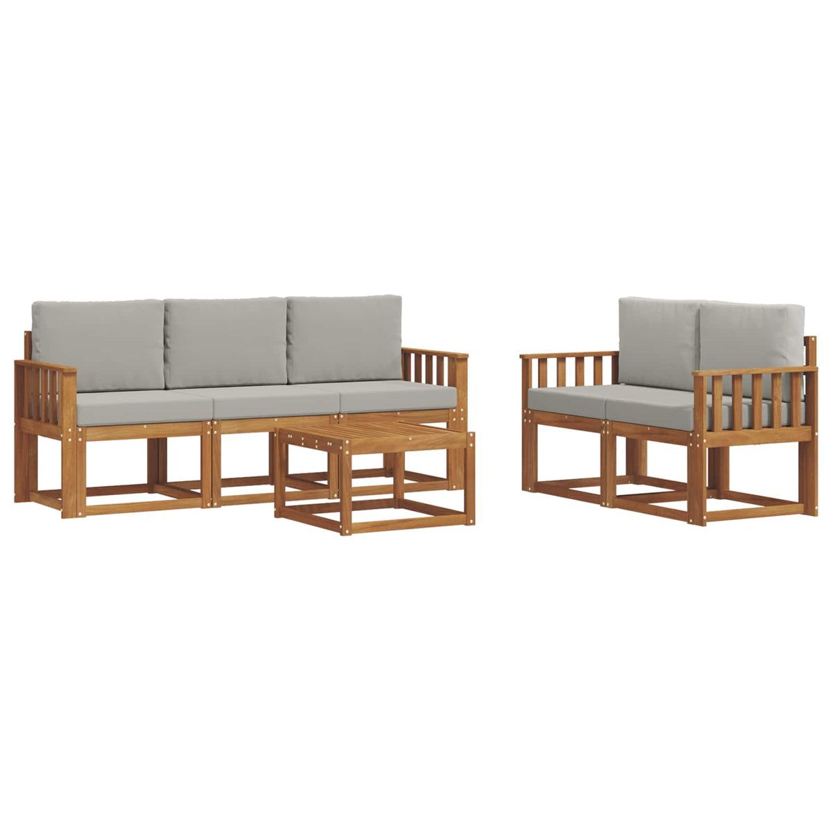 Set vanjskih sofa s jastukom 6 pcs Prirodna i svijetlo siva